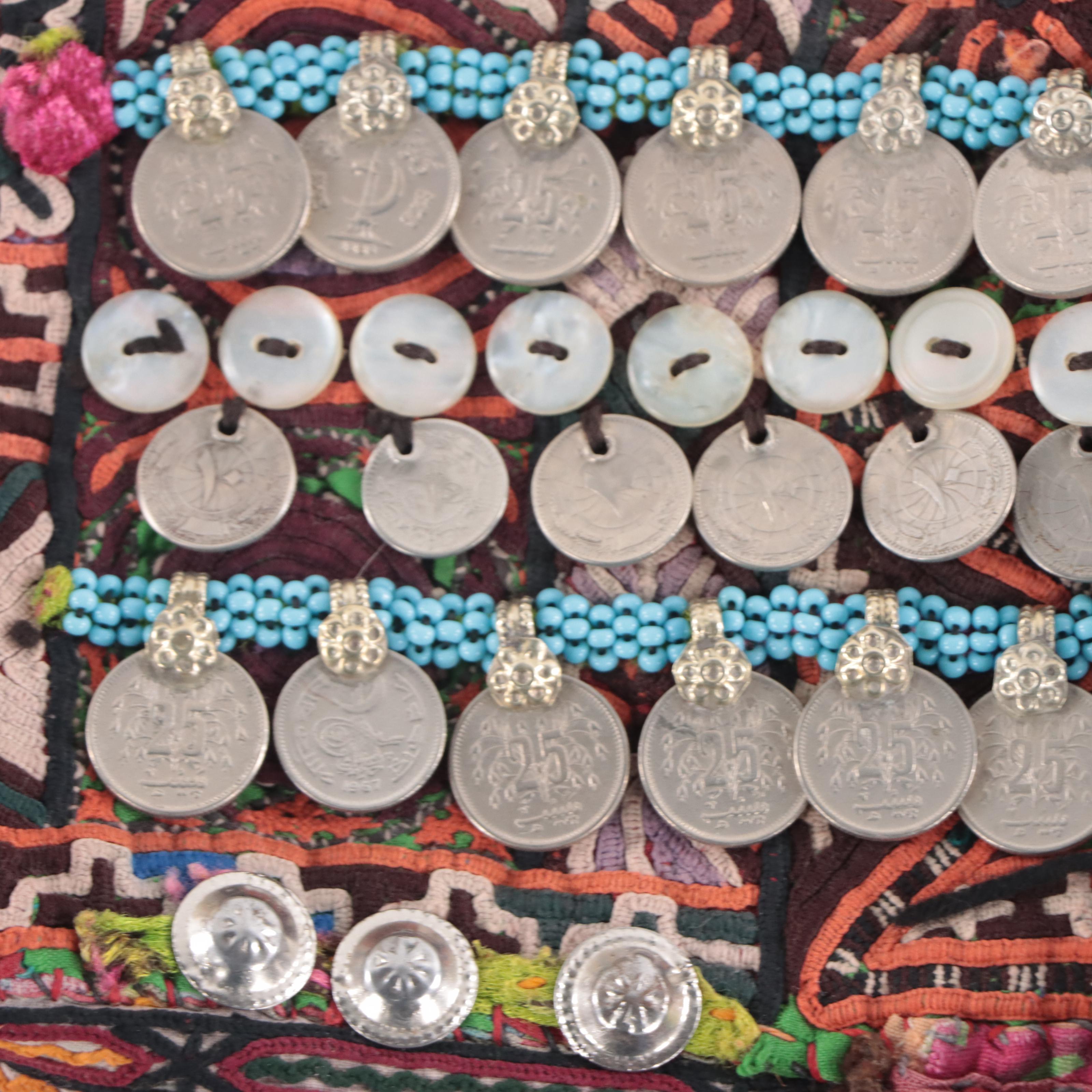 Handmade Afghan Beaded Crop Dress Top with Dangling Coins