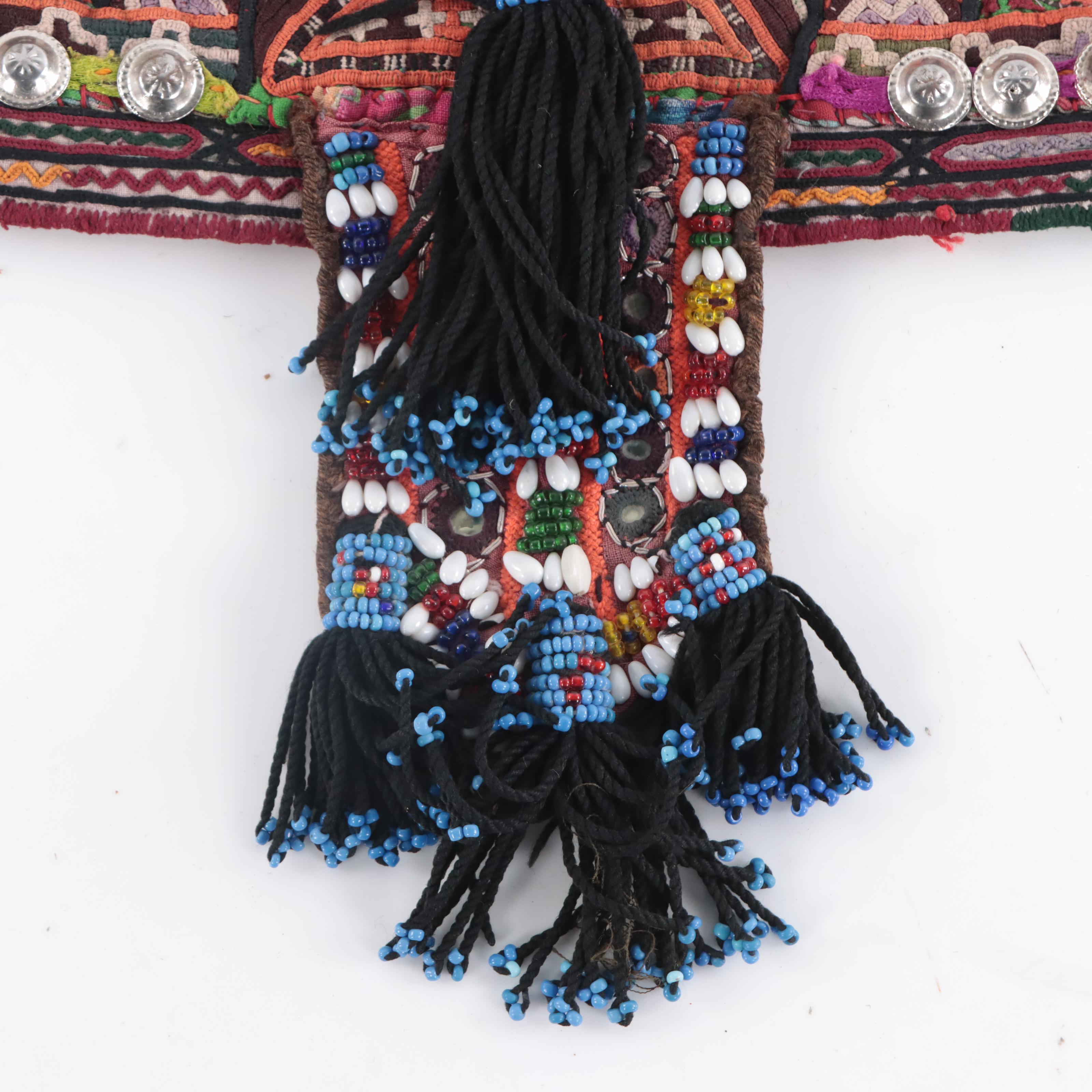 Handmade Afghan Beaded Crop Dress Top with Dangling Coins