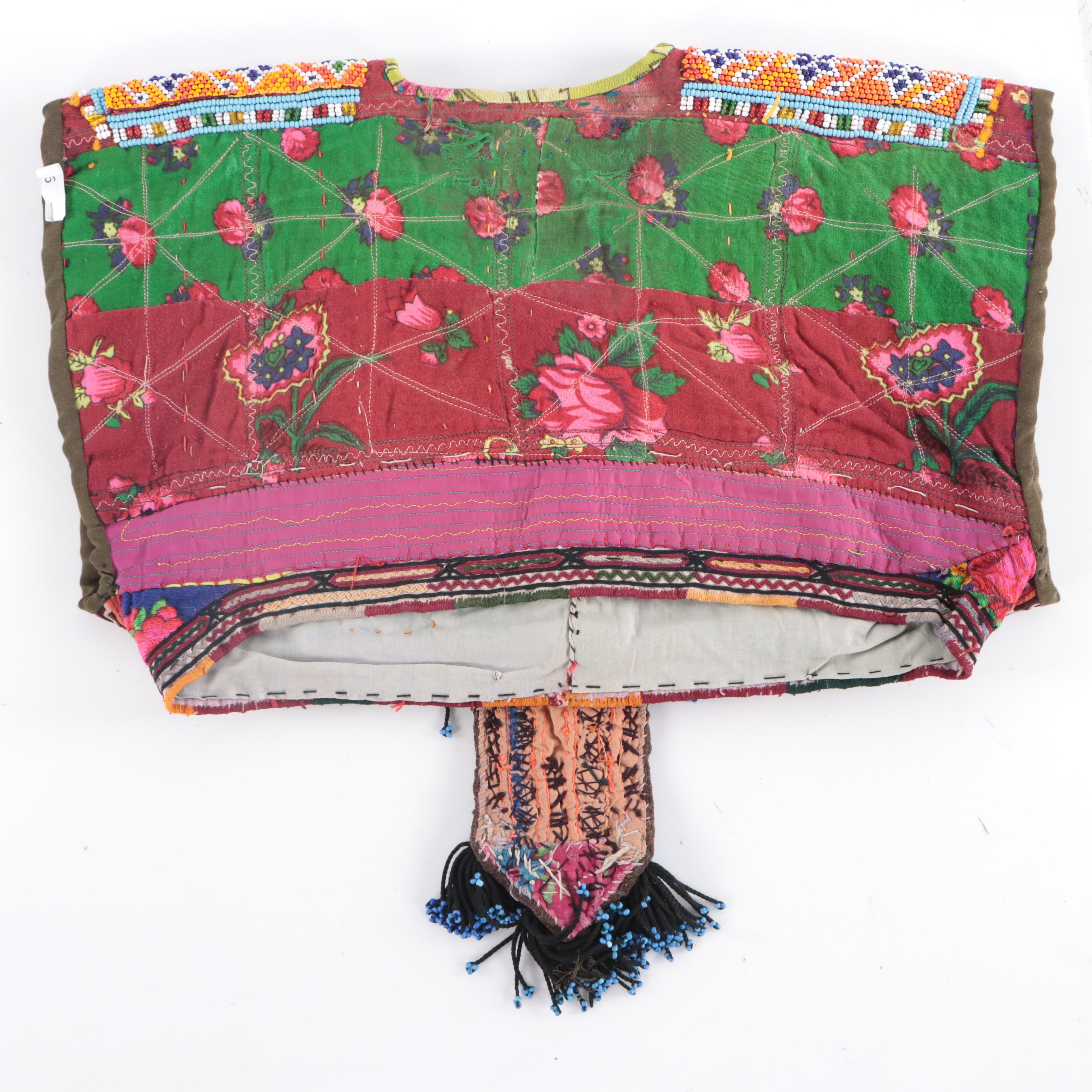 Handmade Afghan Beaded Crop Dress Top with Dangling Coins