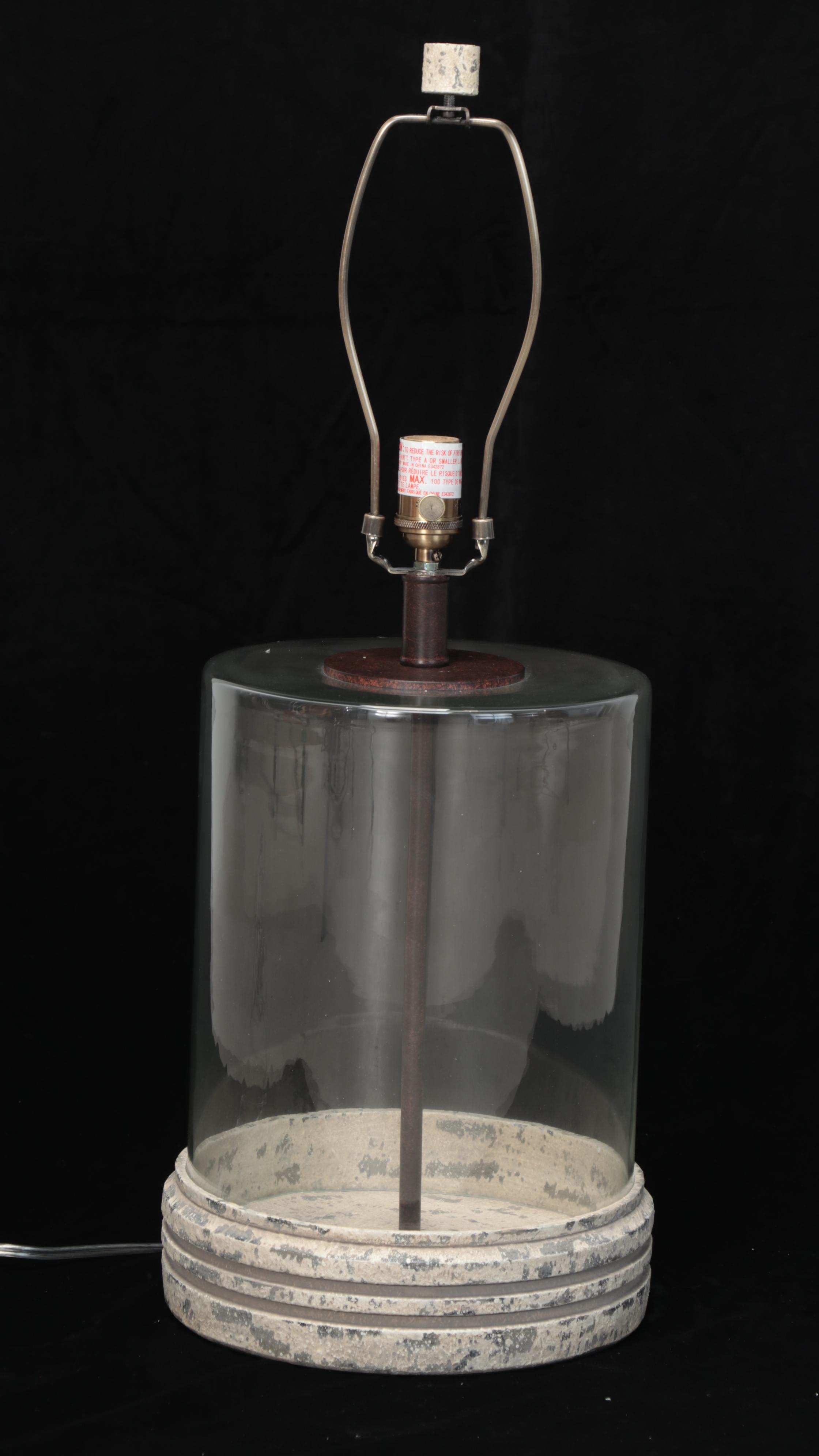 Ethan Allen "Sansovino" Glass and Resin Table Lamp With Drum Shade, Contemporary