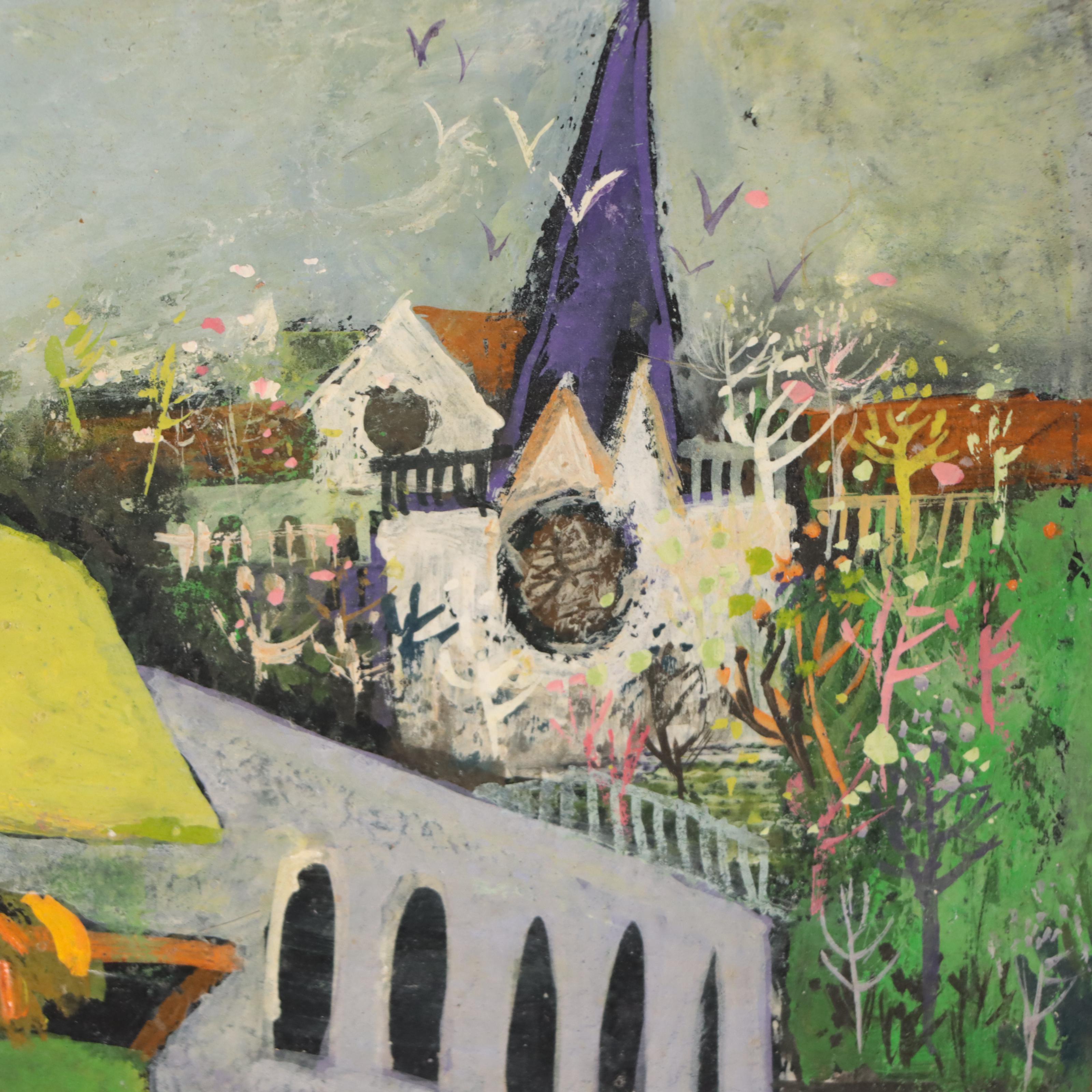 Henry Faulkner Folk Oil Painting "The Flower Cart"