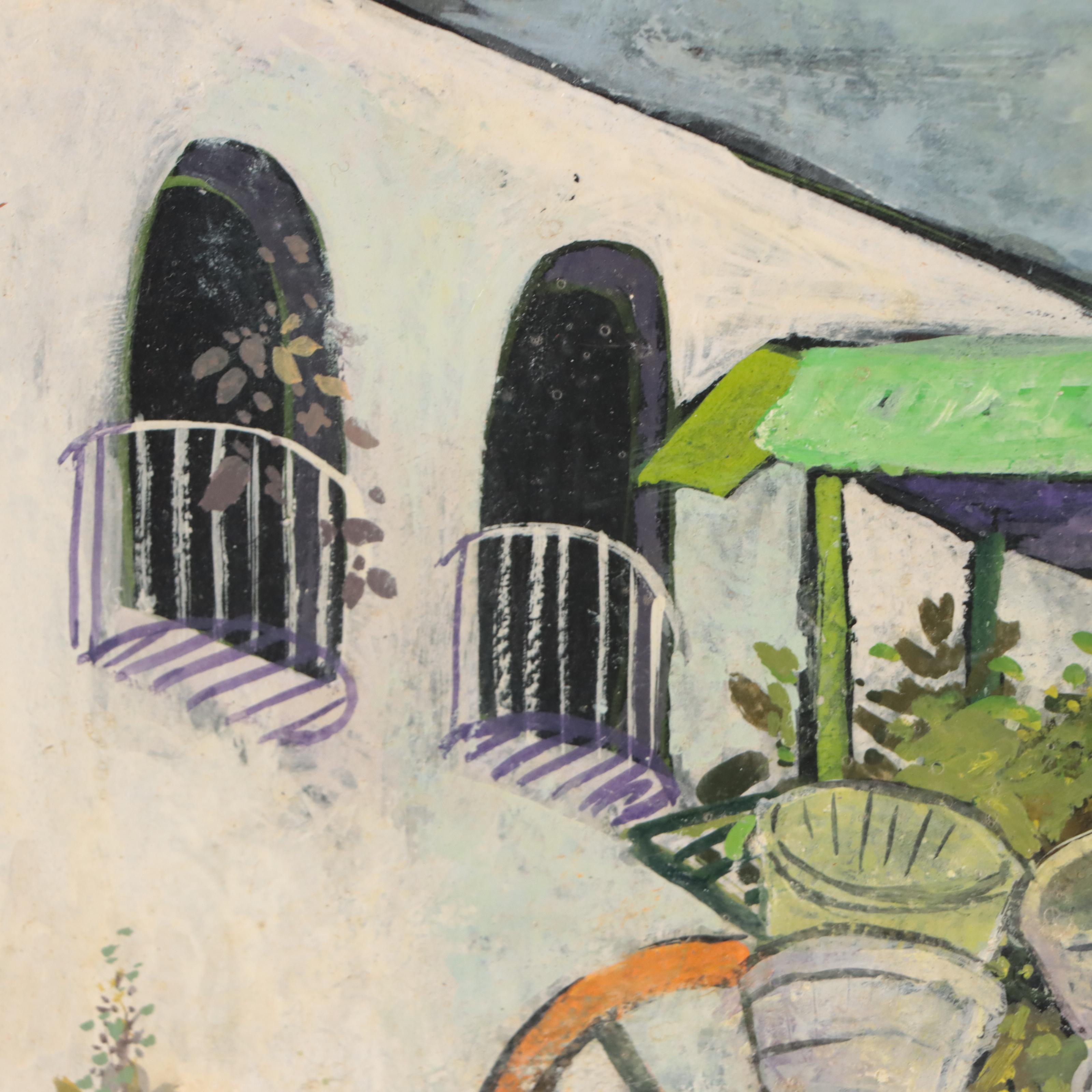 Henry Faulkner Folk Oil Painting "The Flower Cart"