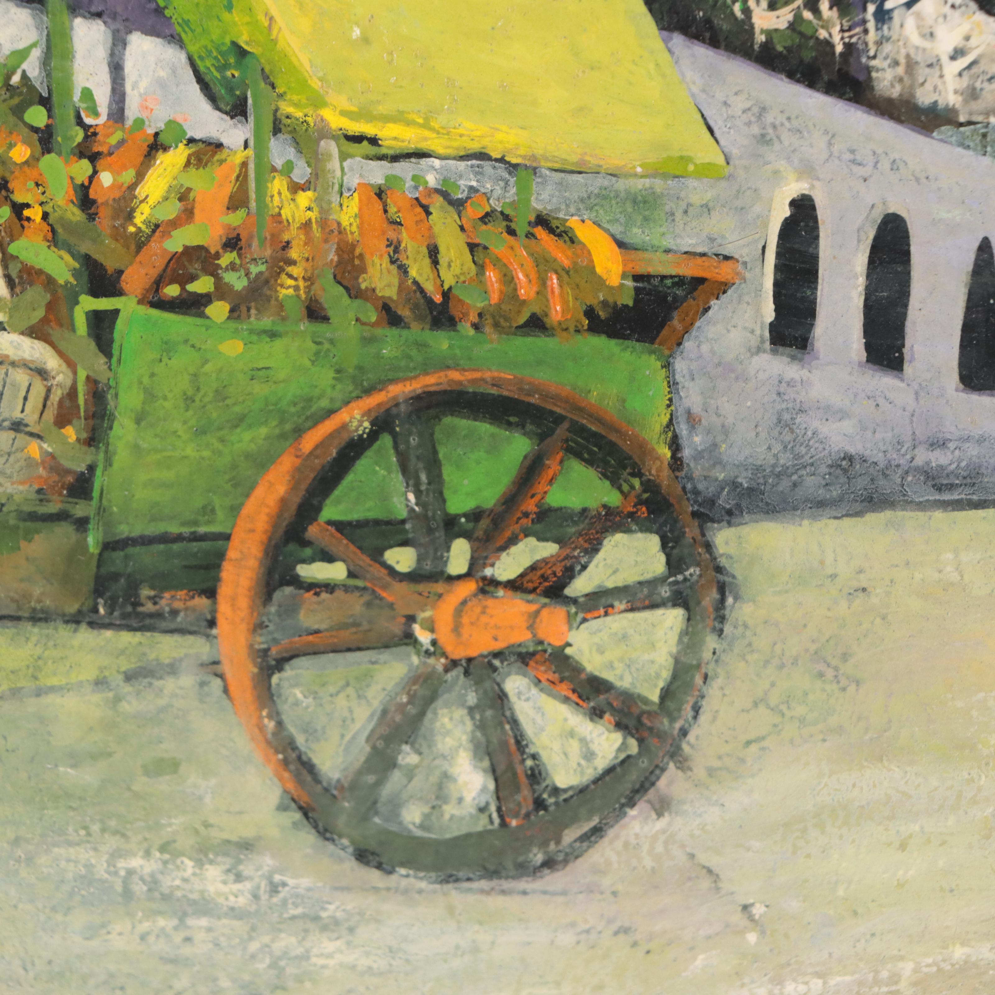 Henry Faulkner Folk Oil Painting "The Flower Cart"