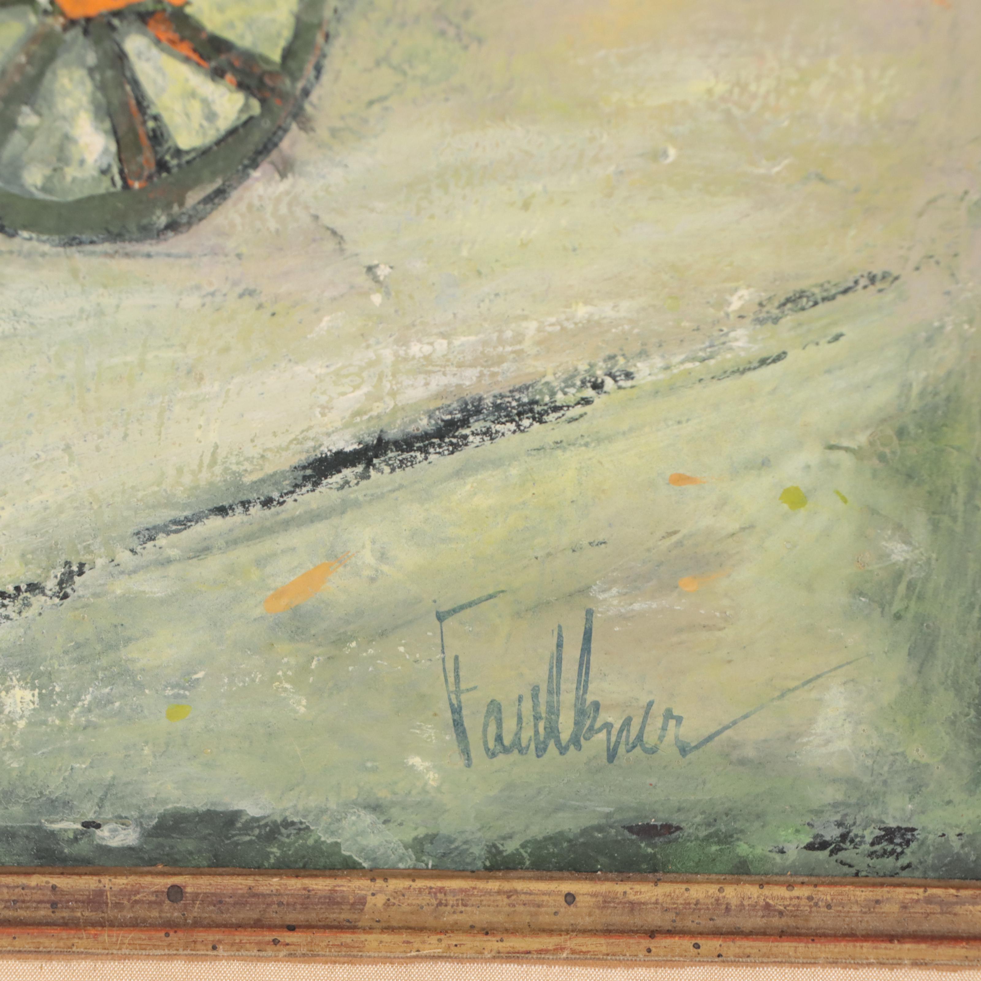 Henry Faulkner Folk Oil Painting "The Flower Cart"