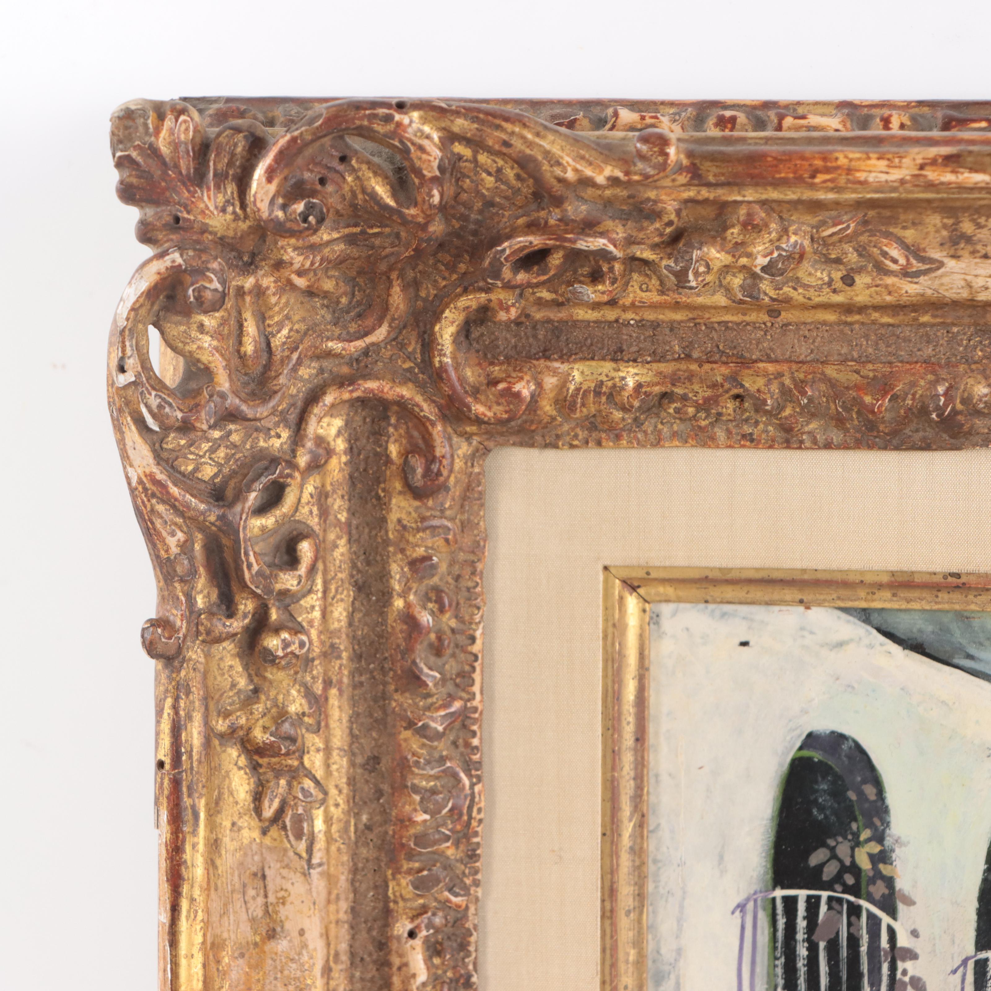 Henry Faulkner Folk Oil Painting "The Flower Cart"