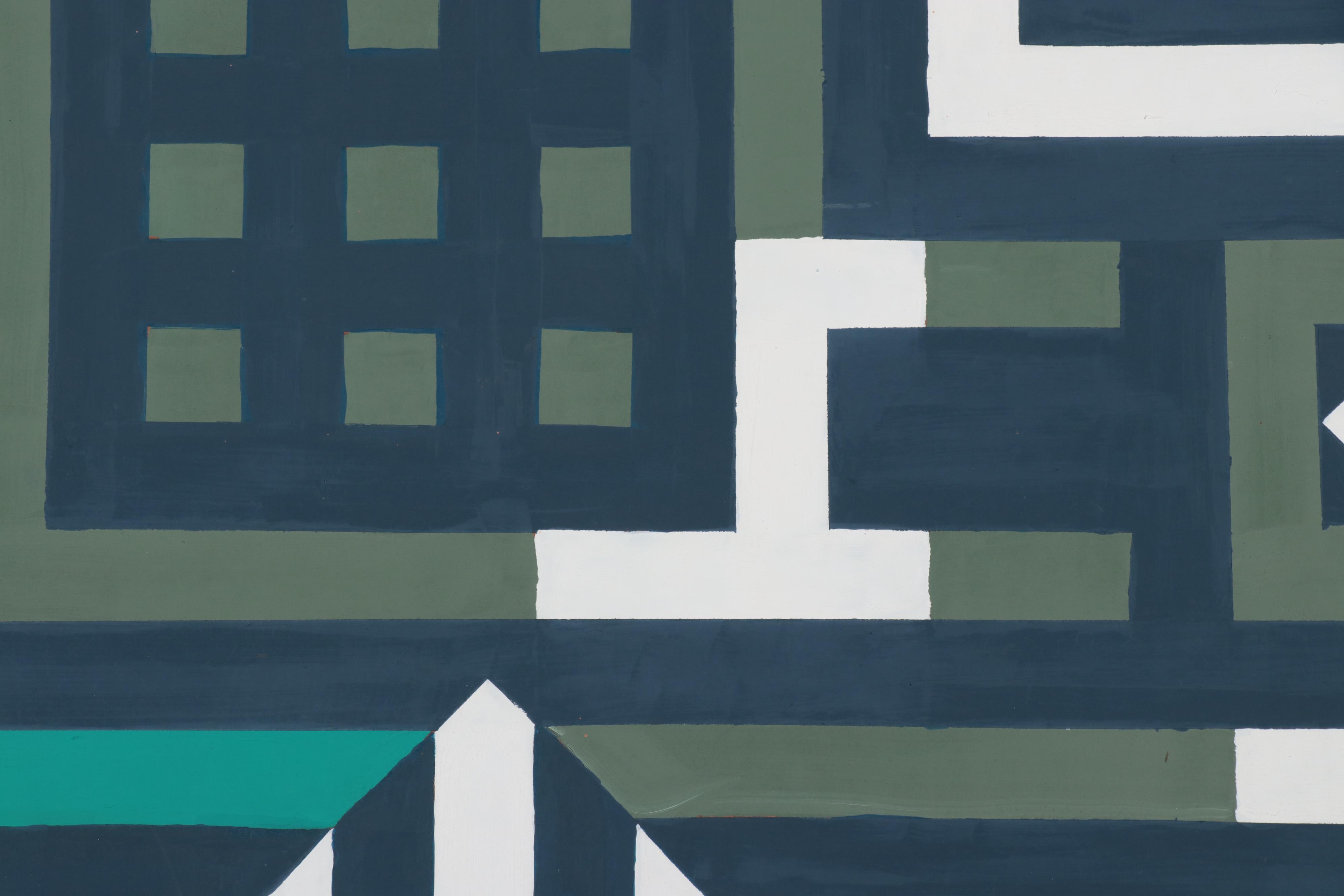 Geometric Op Art Acrylic Painting, 1960