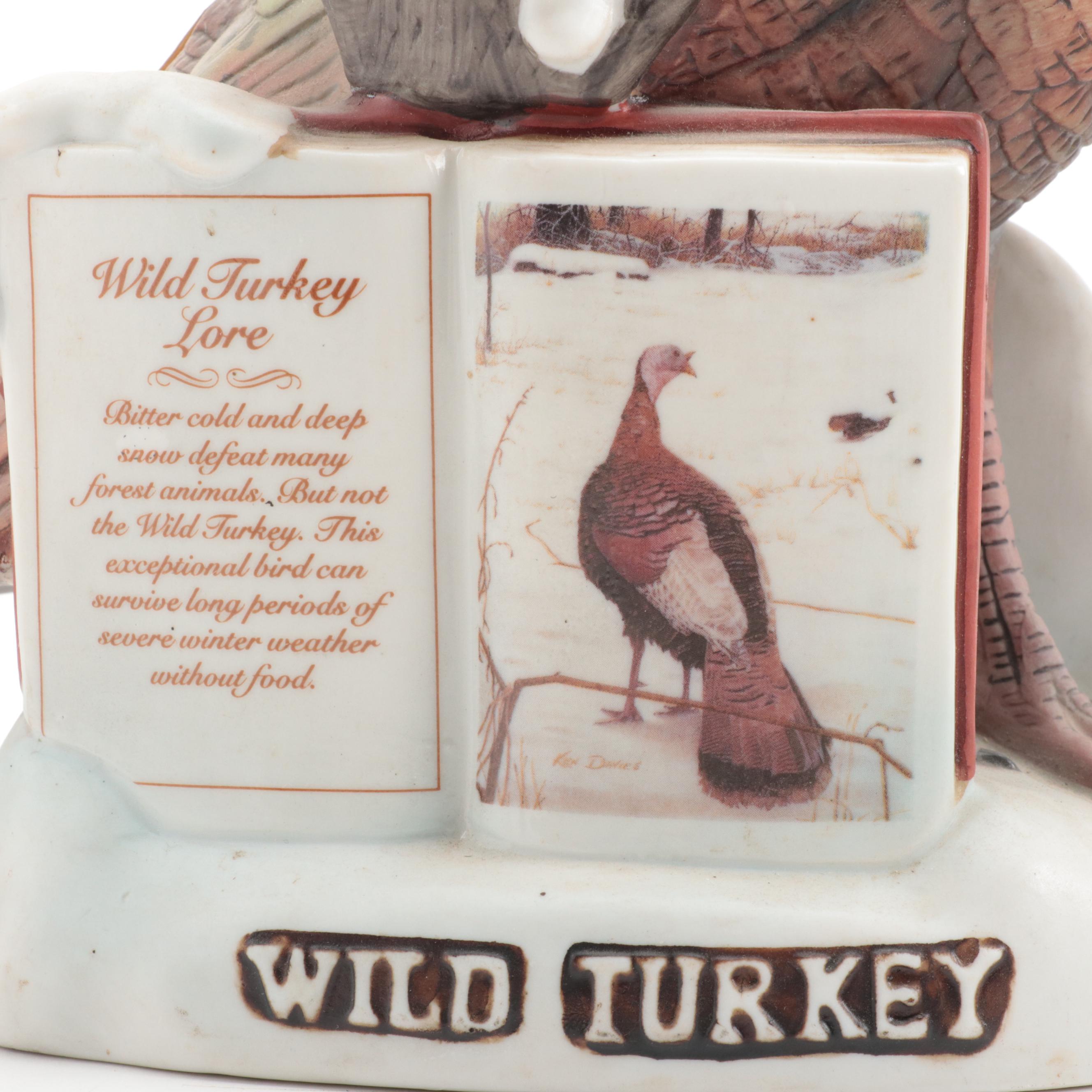 Wild Turkey Figural Porcelain Bisque Whiskey Decanters, Late 20th Century
