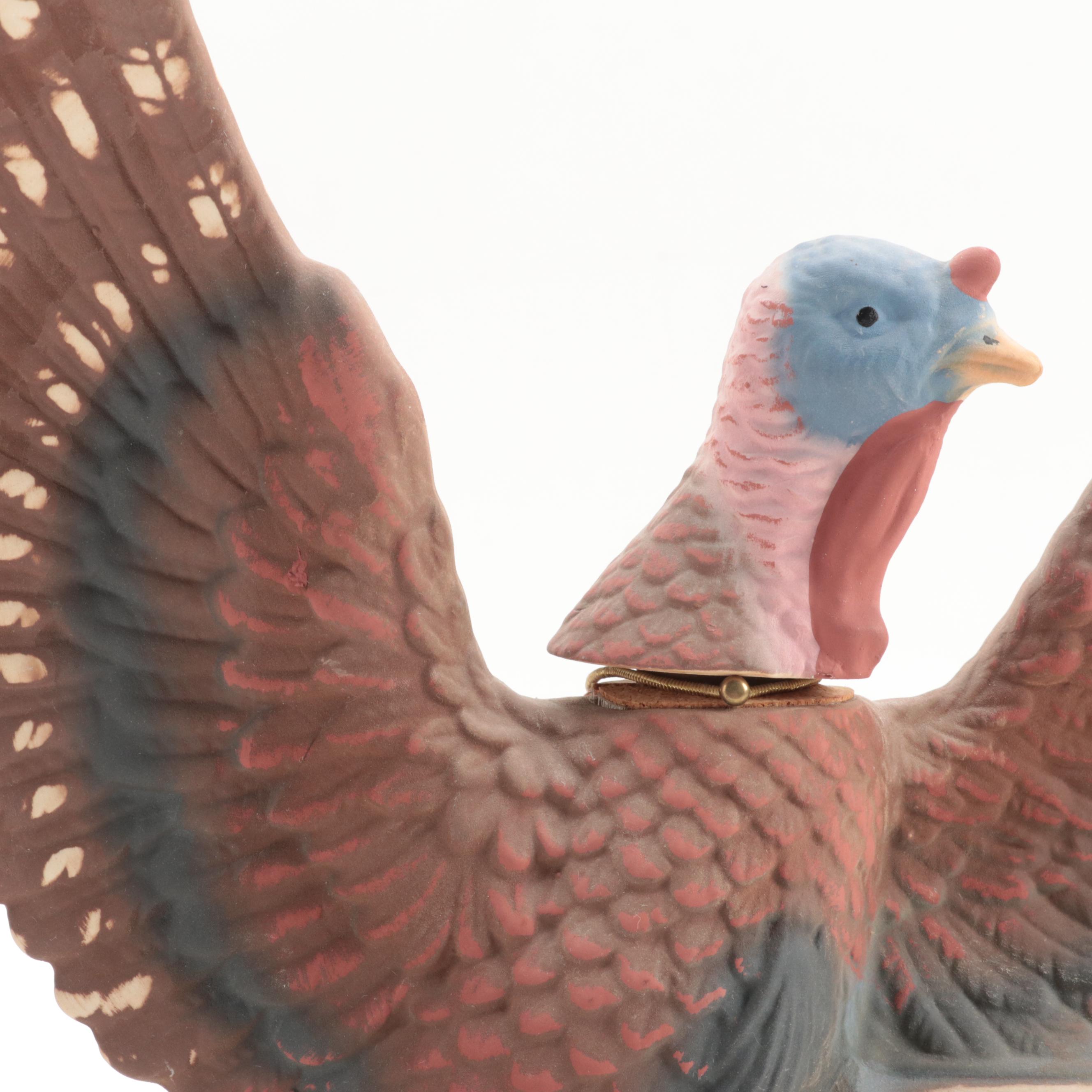 Wild Turkey Figural Porcelain Bisque Whiskey Decanters, Late 20th Century