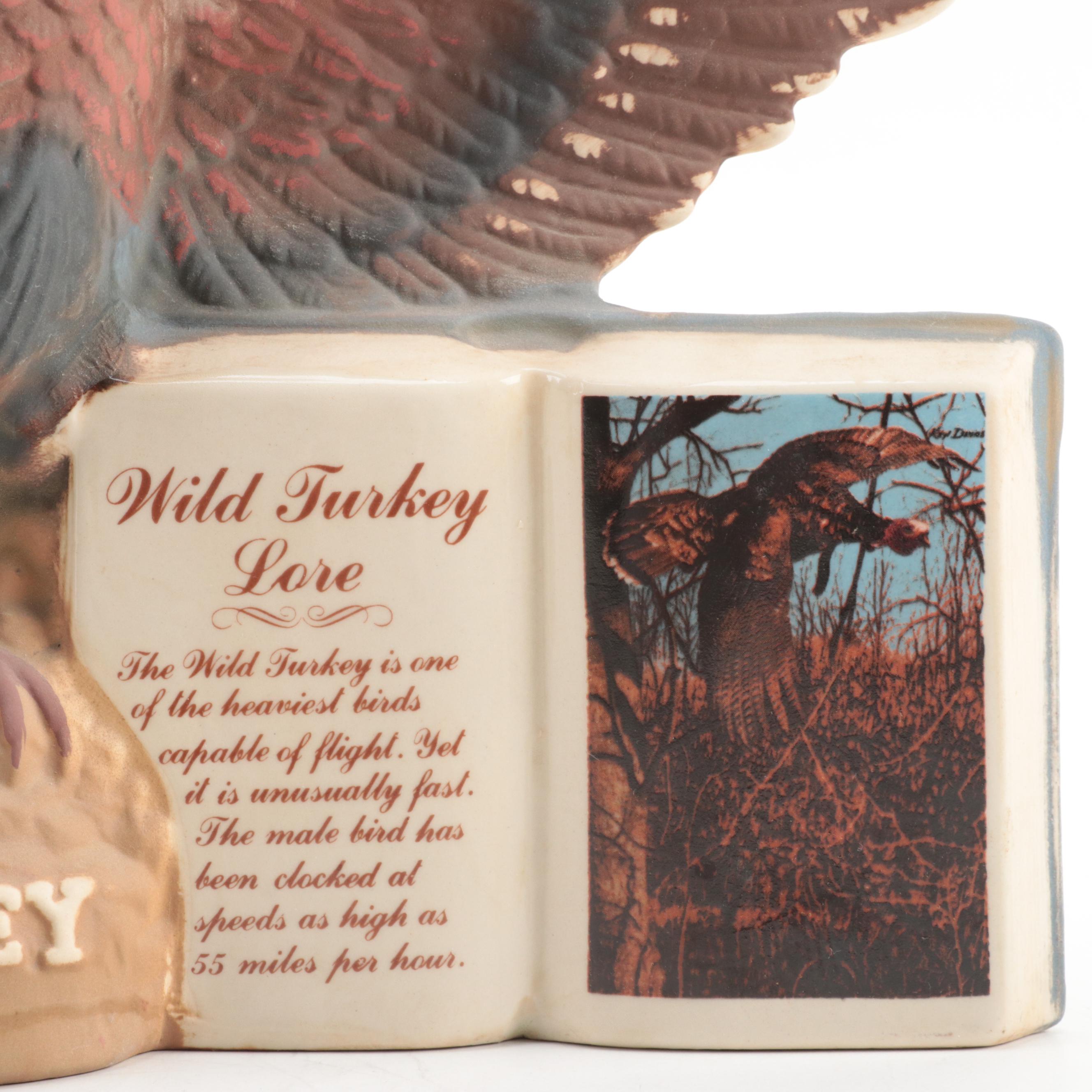 Wild Turkey Figural Porcelain Bisque Whiskey Decanters, Late 20th Century