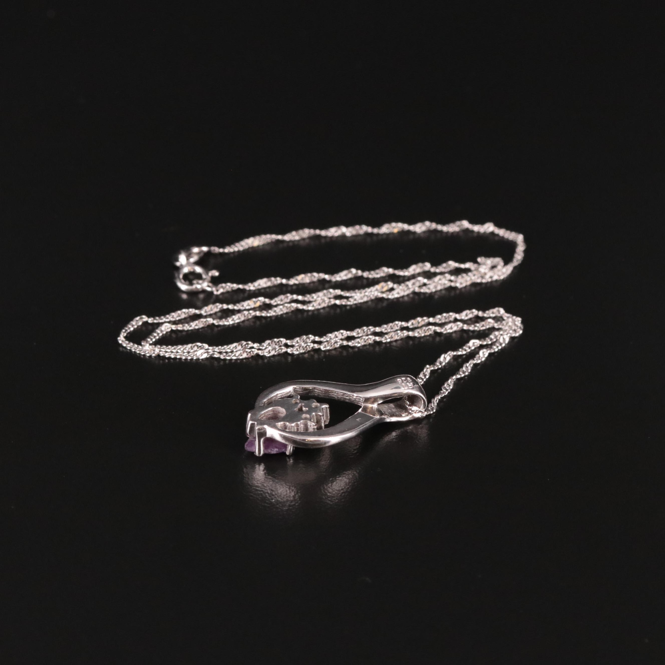 Sterling Ruby and Cubic Zirconia Pendant Necklace