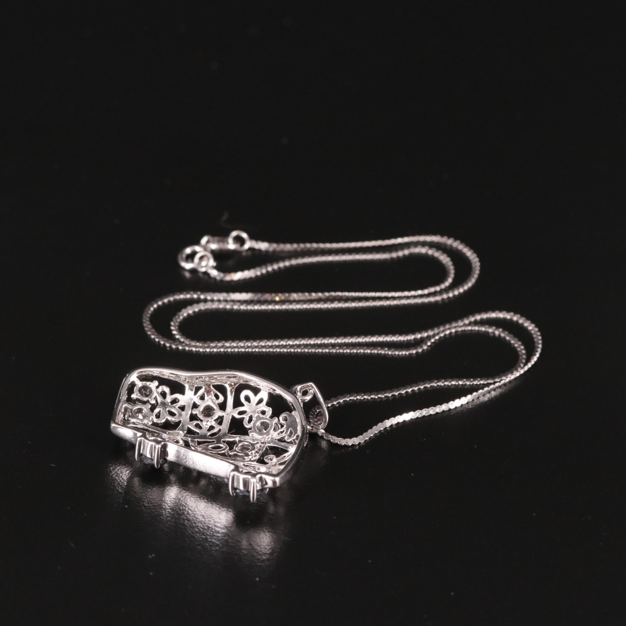 Sterling Sapphire and White Topaz Pendant Necklace