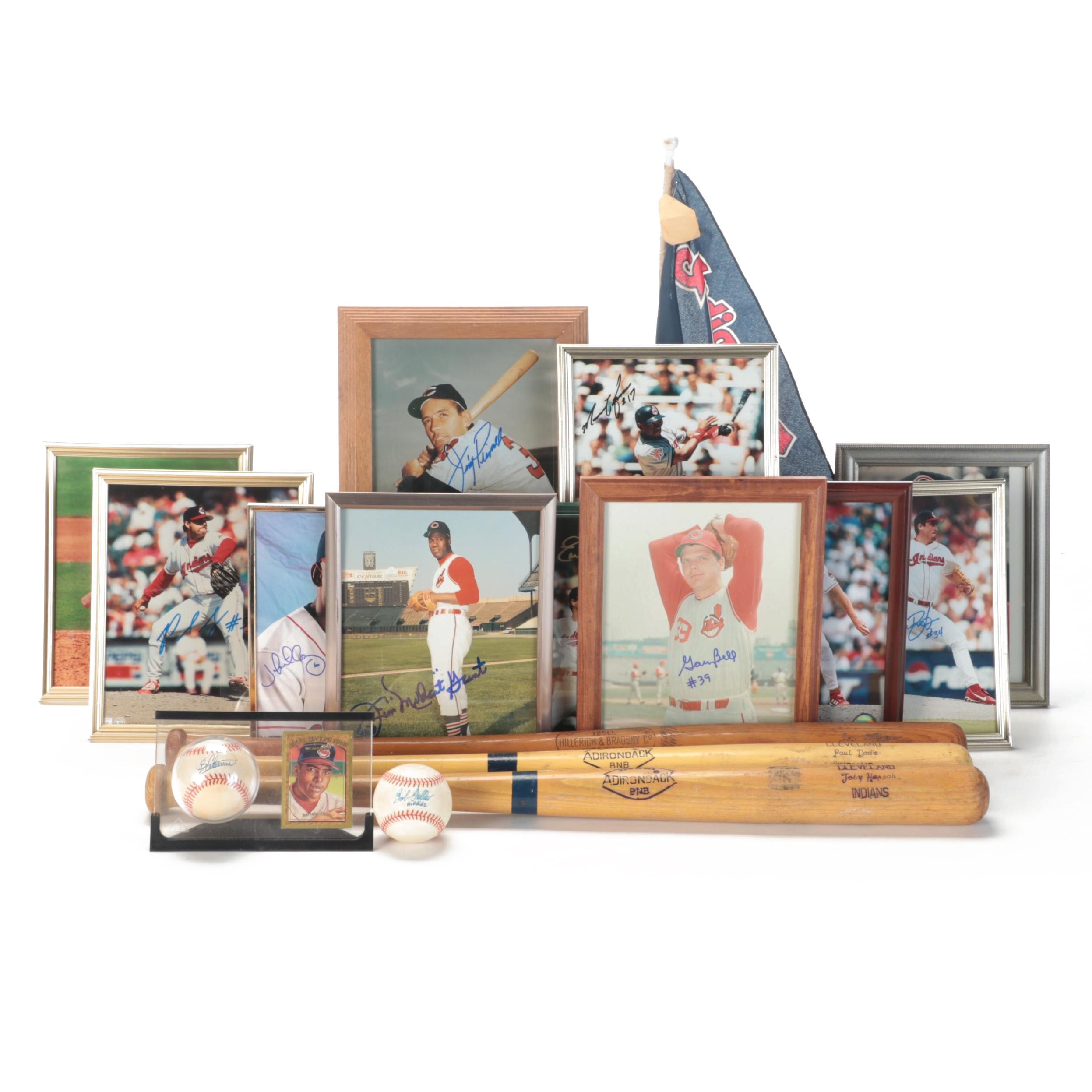 Cleveland Indians Signed Giclées with Signed Baseballs, Flag, Bats and More