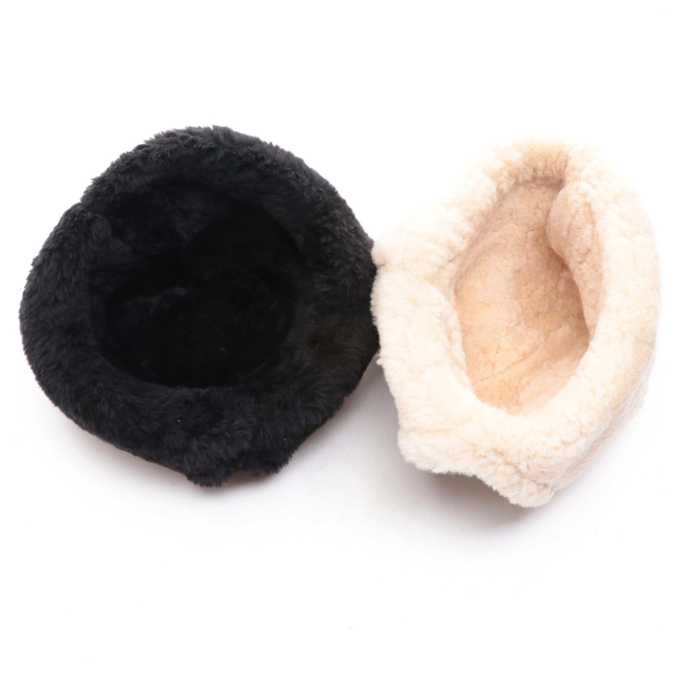 Grandoe, Alexander's, and Other Shearling Hats with Leather Gloves