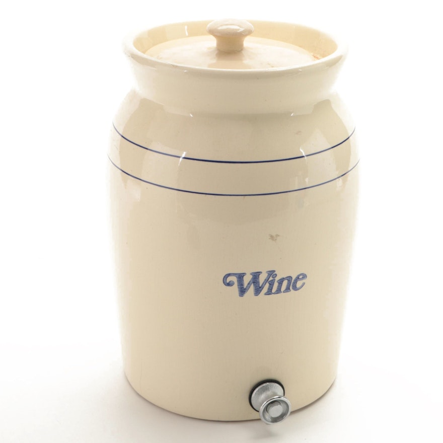 Blue Banded Creamware Wine Cooler