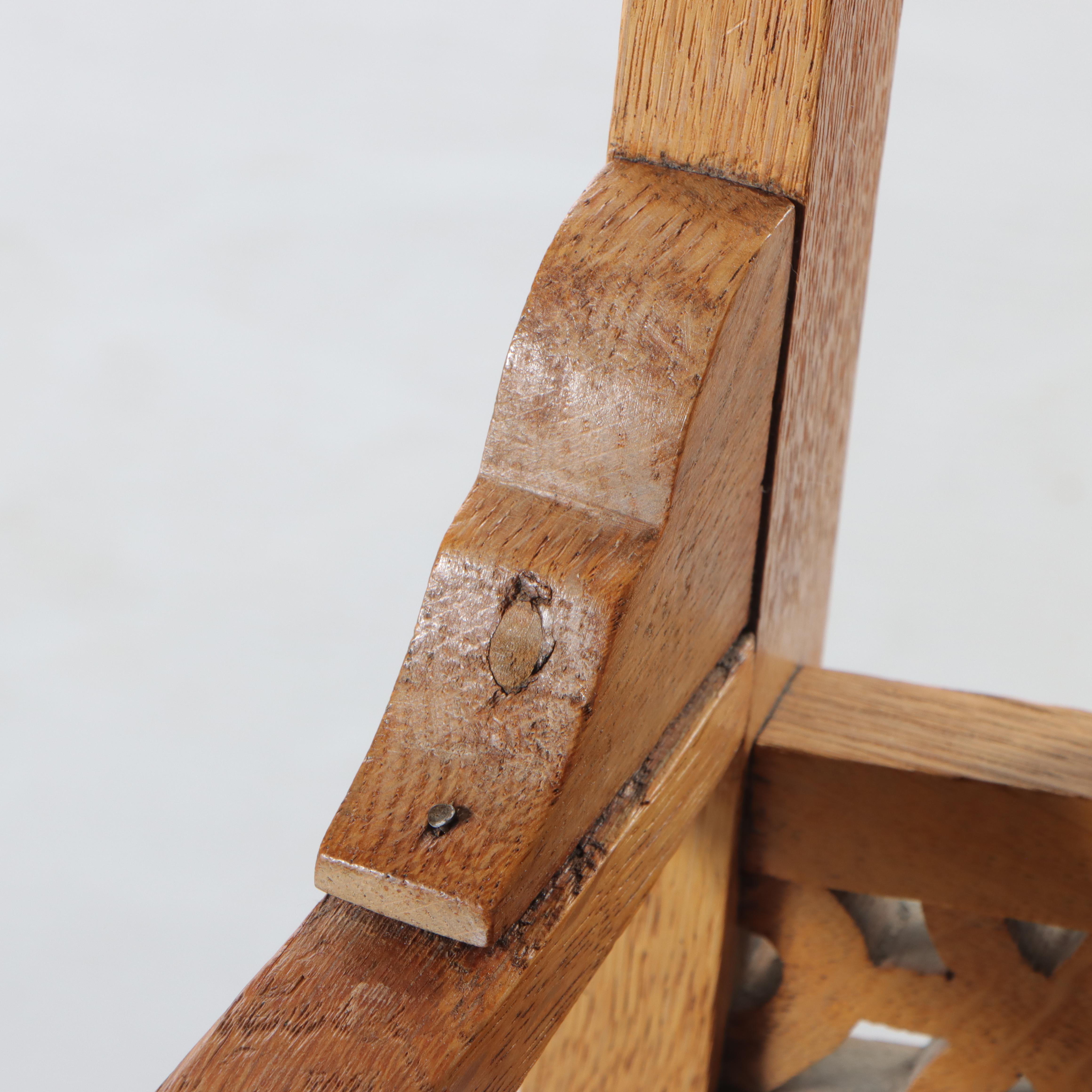 Victorian Carved Oak Rocker Plus Pressed-Back Side Chair