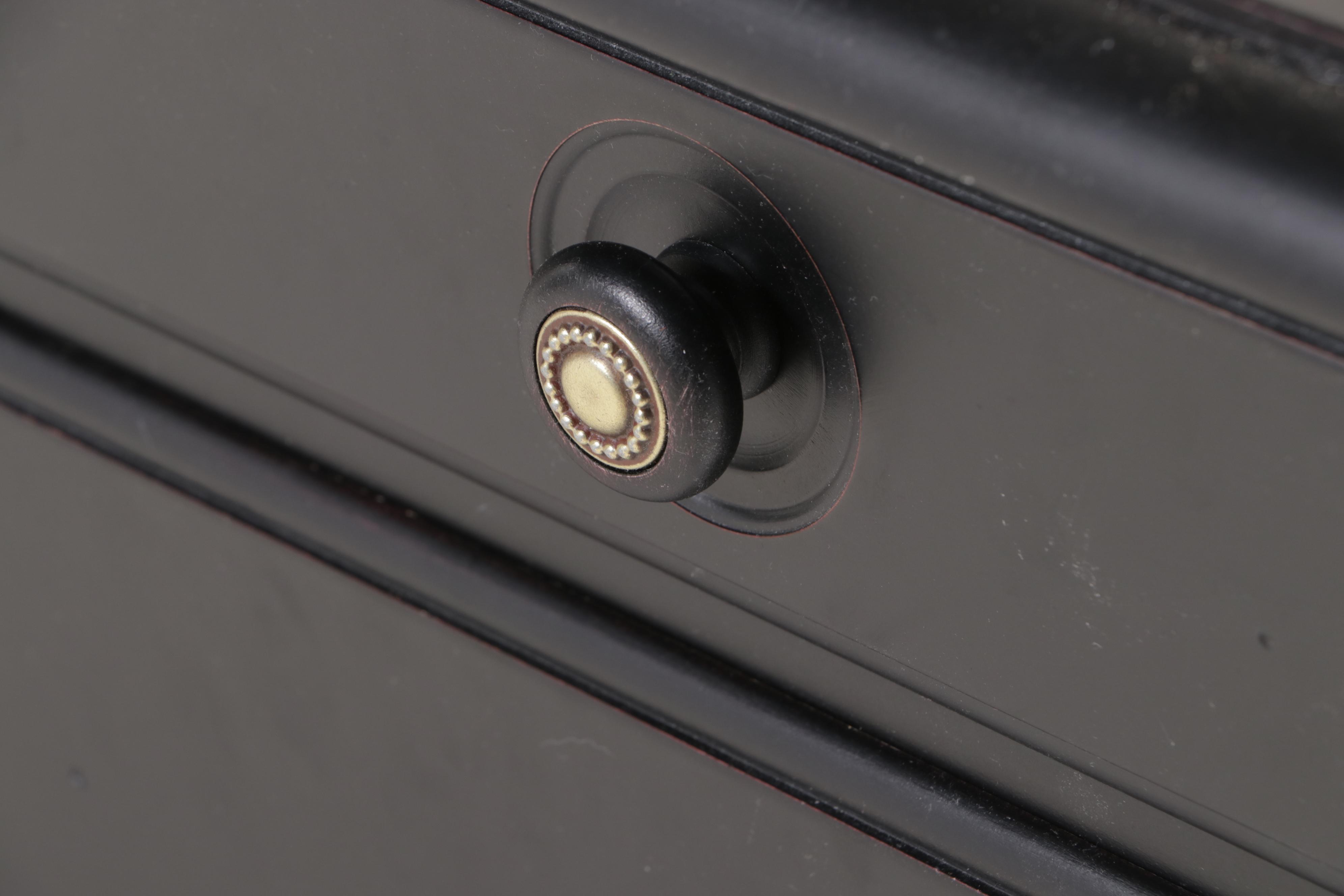 Ethan Allen British Classics "Marshall" Drop-Leaf Desk and Tufted Leather Chair