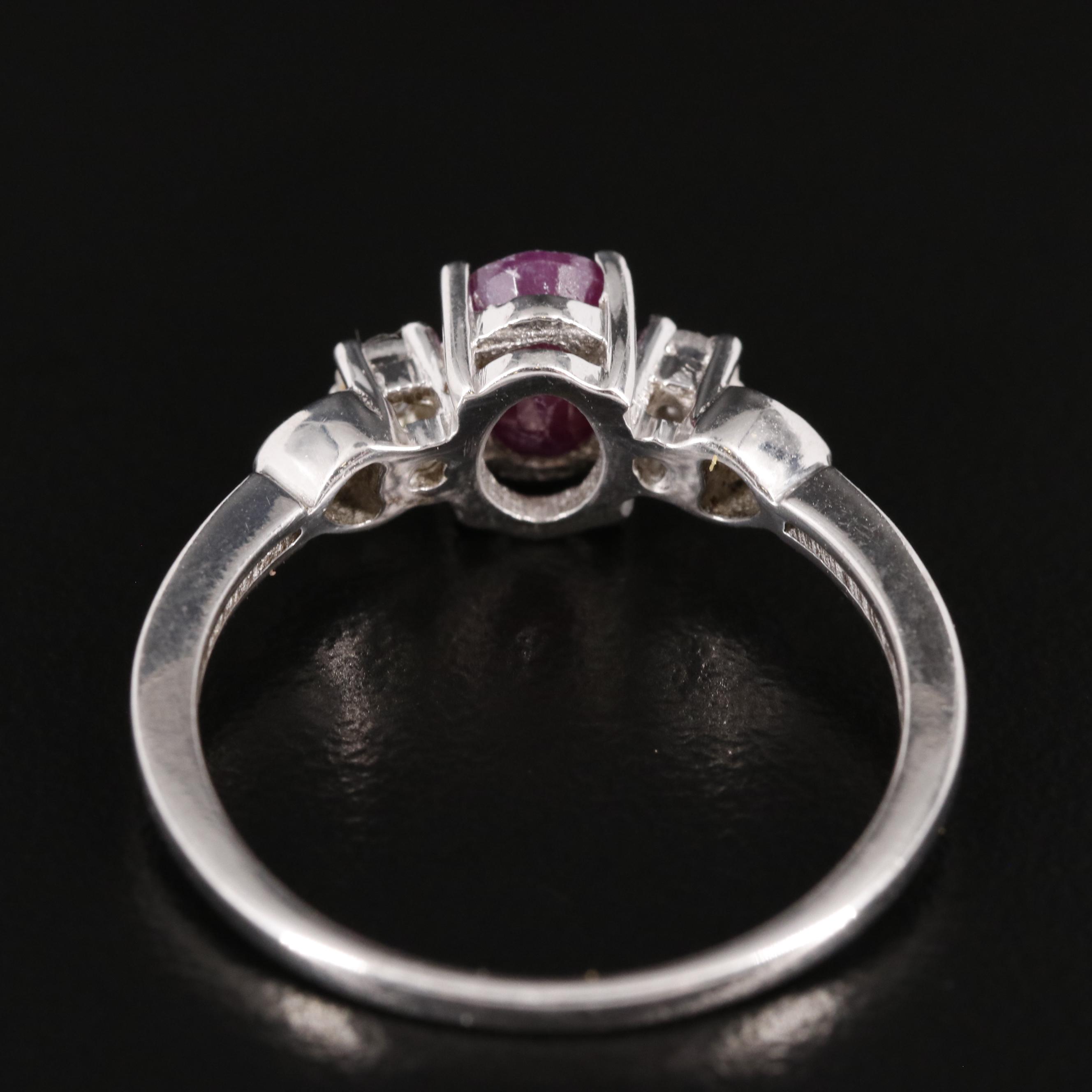 Sterling, Ruby and White Topaz Ring