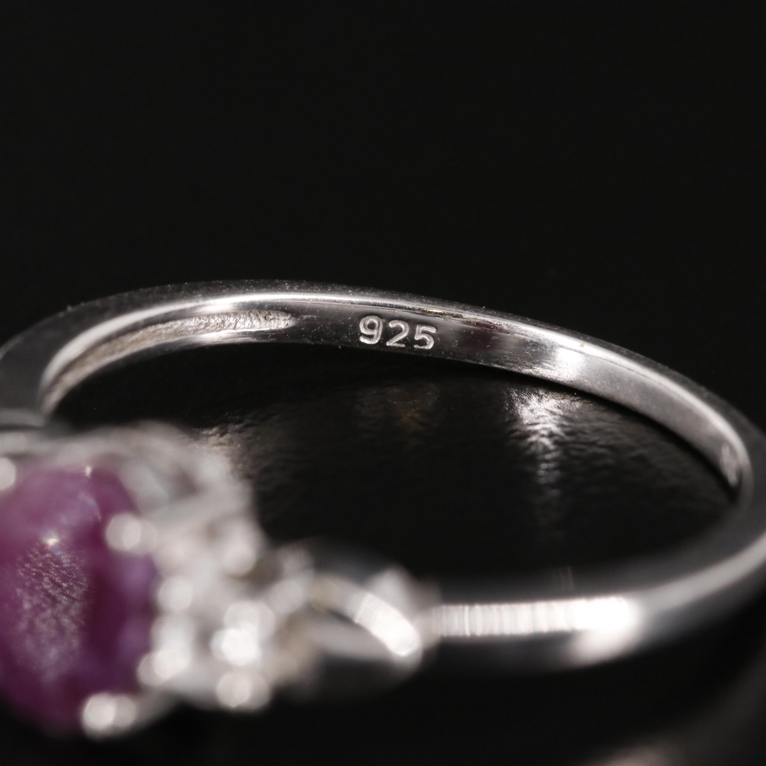 Sterling, Ruby and White Topaz Ring