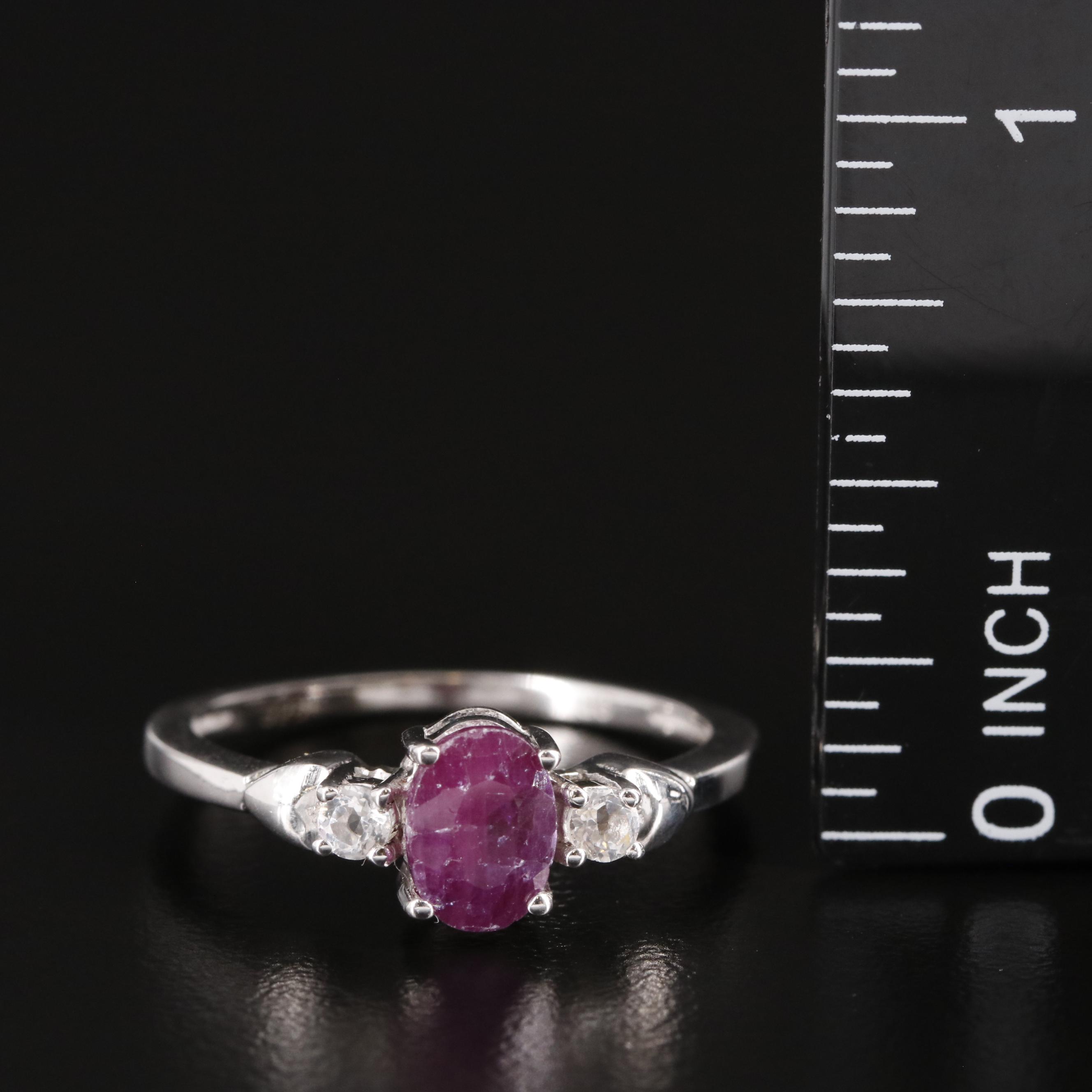 Sterling, Ruby and White Topaz Ring