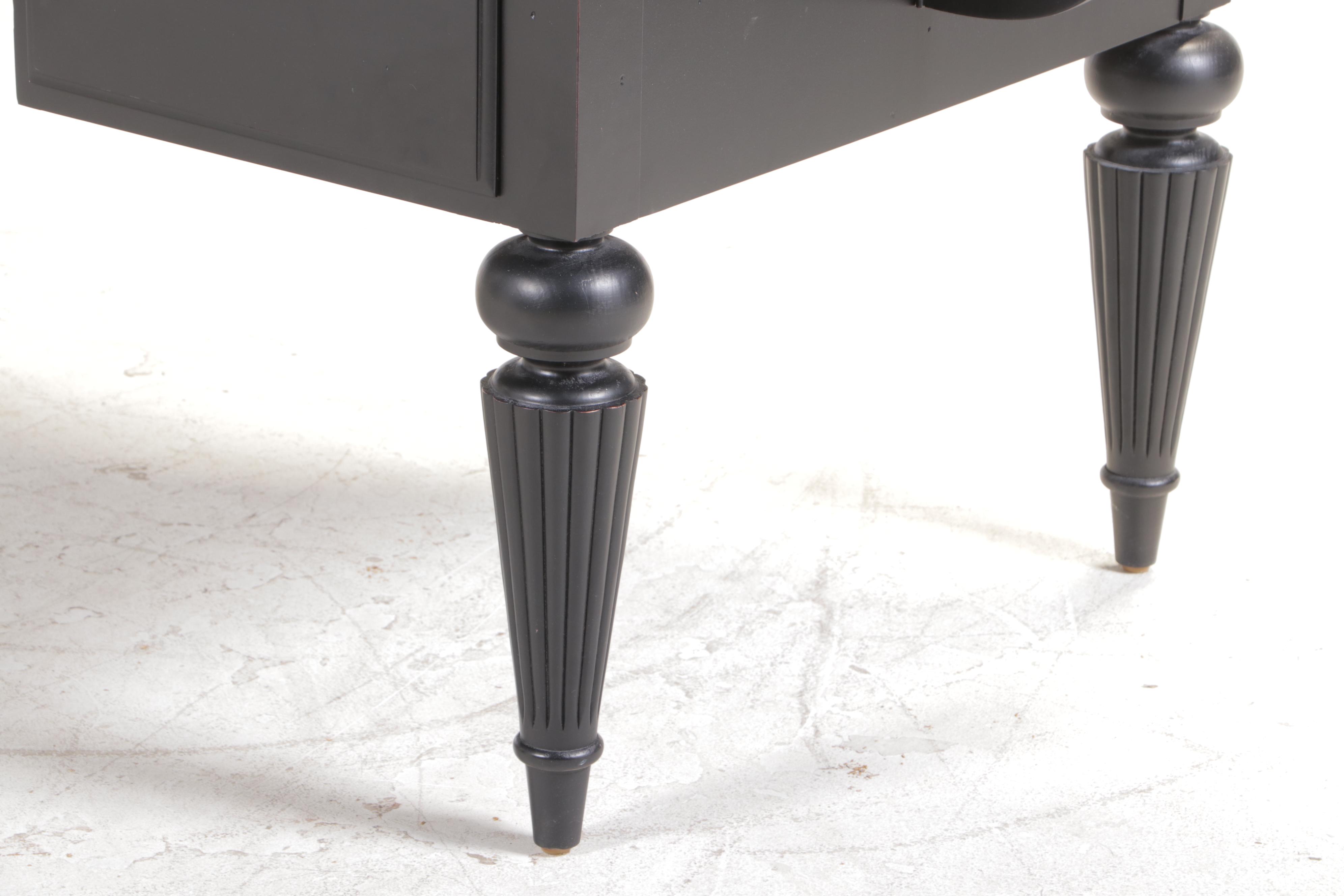 Ethan Allen British Classics "Marshall" Drop-Leaf Desk and Tufted Leather Chair