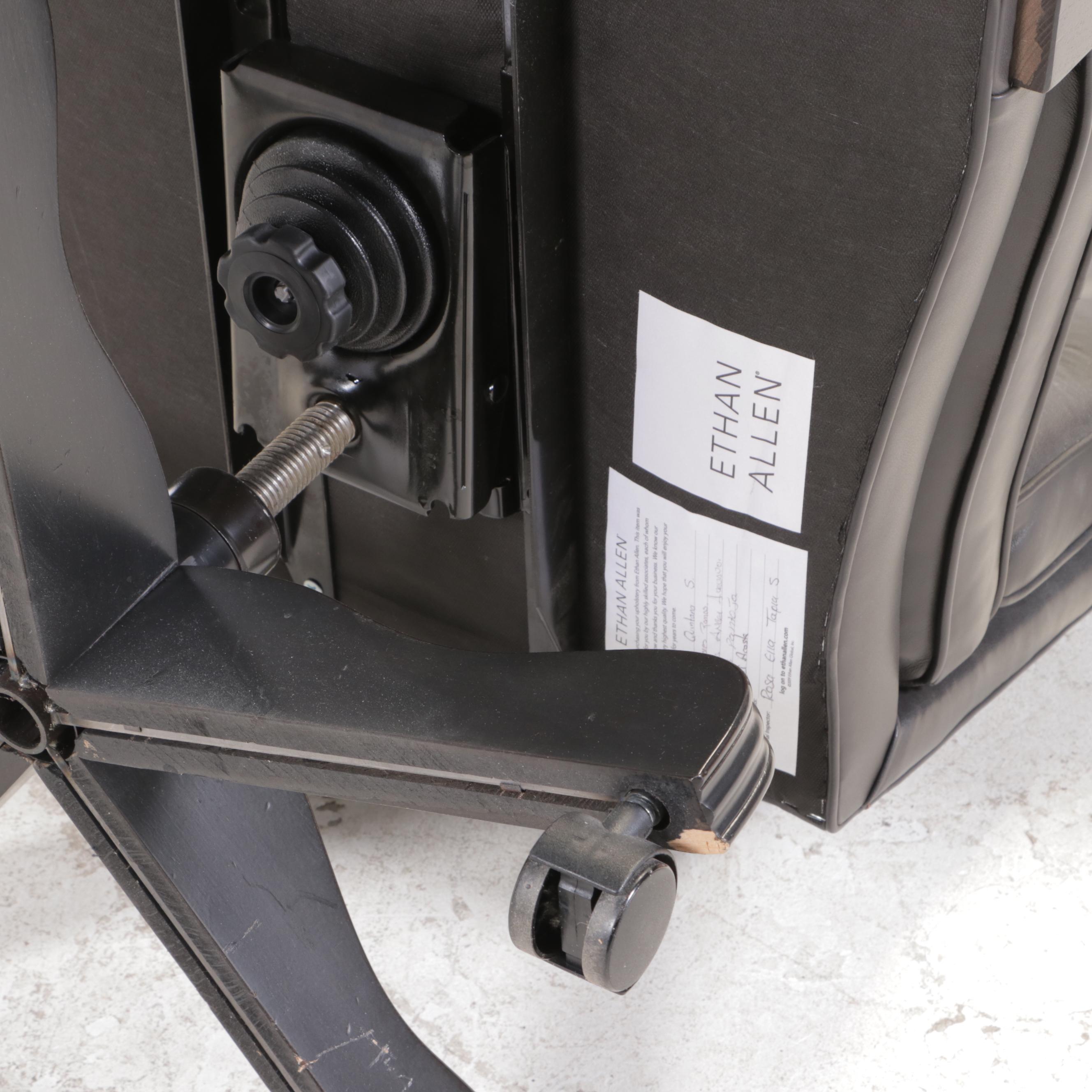 Ethan Allen British Classics "Marshall" Drop-Leaf Desk and Tufted Leather Chair