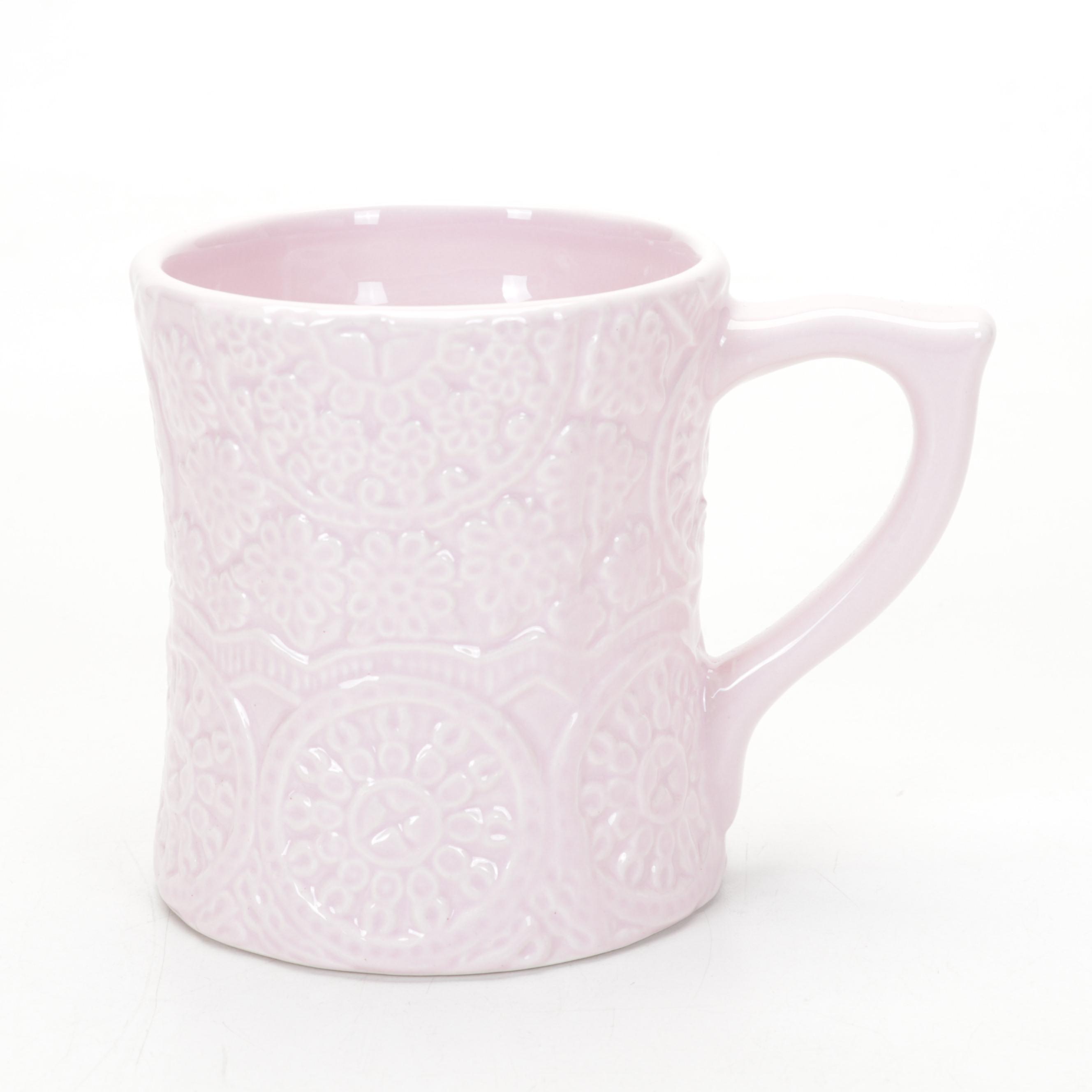 Global Connections Pink Coffee Set with Italian Ceramic Pierced Plates and Lamp