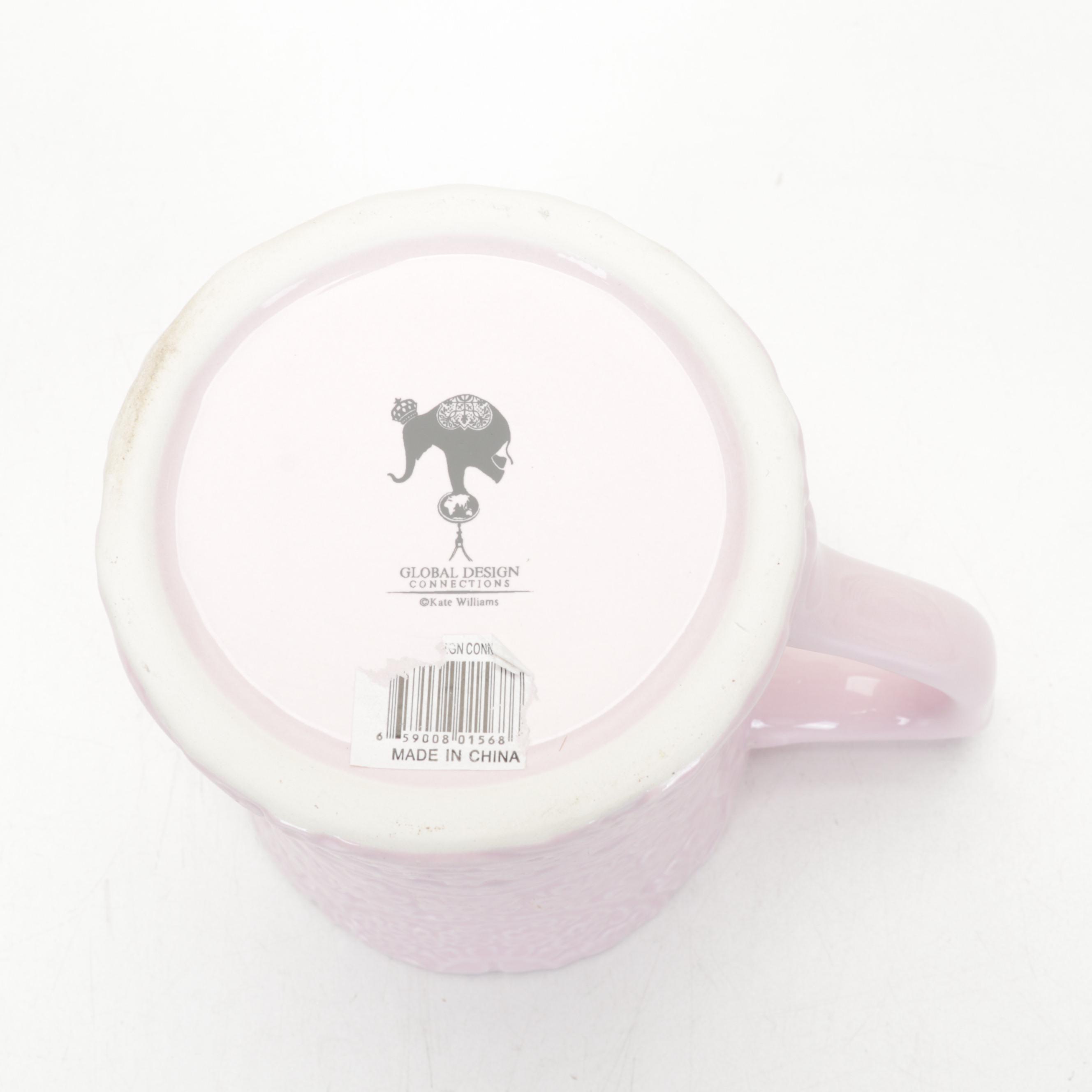 Global Connections Pink Coffee Set with Italian Ceramic Pierced Plates and Lamp