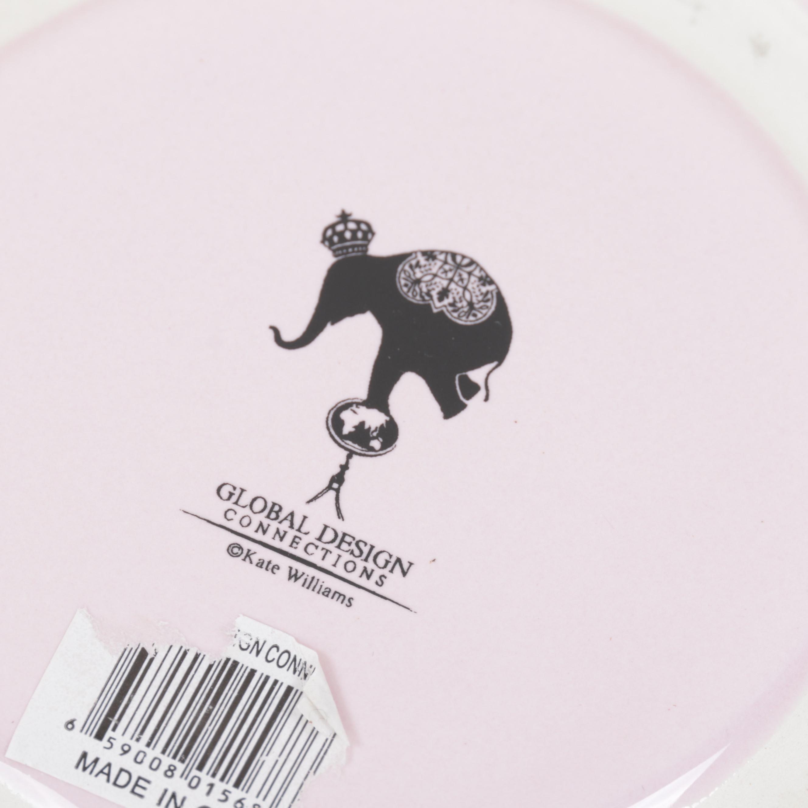 Global Connections Pink Coffee Set with Italian Ceramic Pierced Plates and Lamp