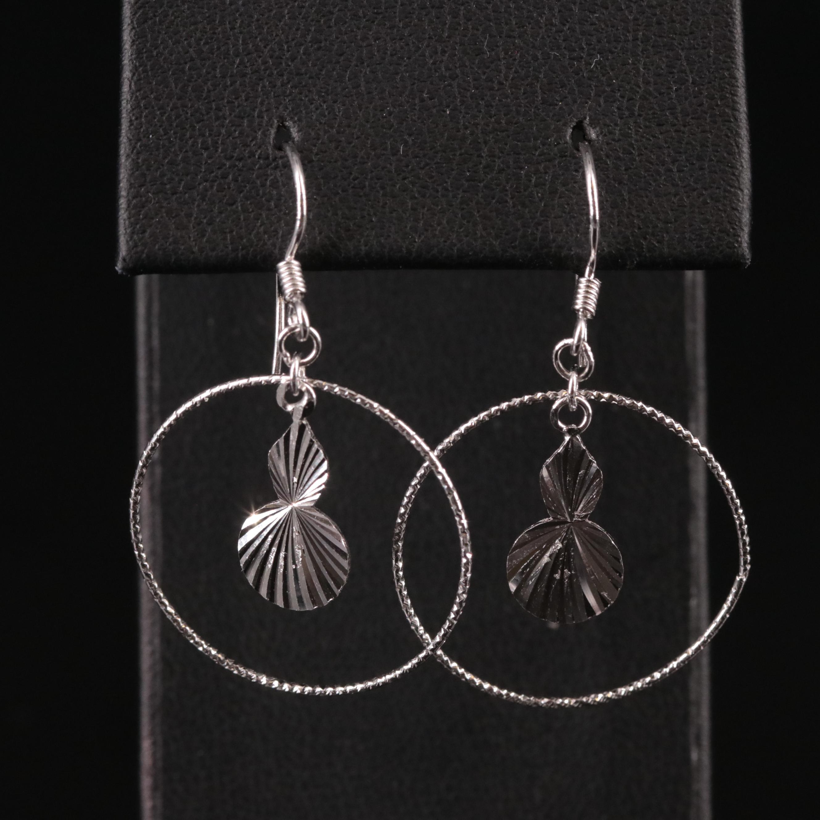 Sterling Drop Hoop Earrings