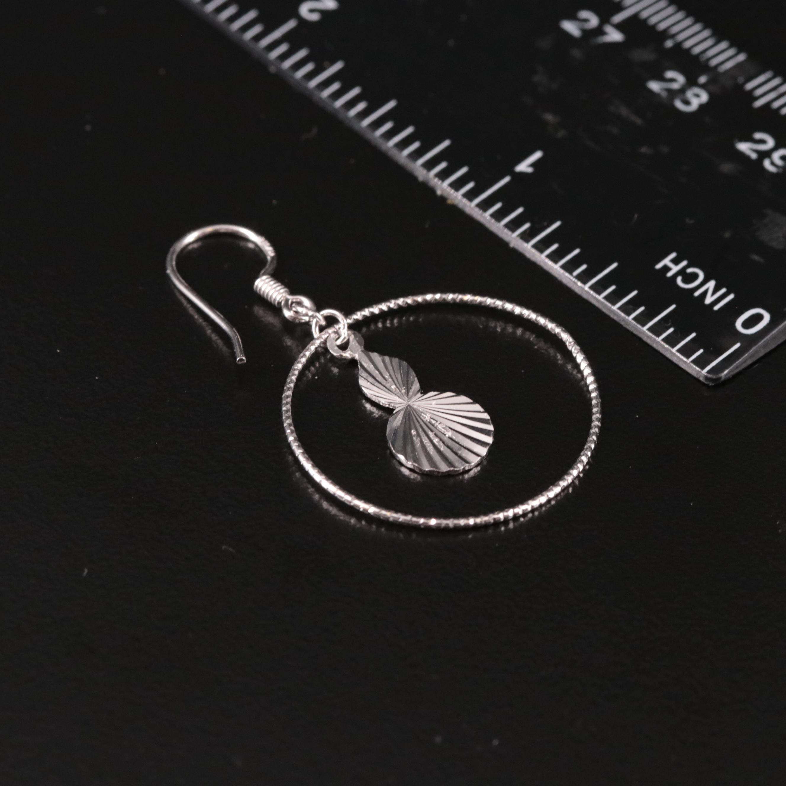 Sterling Drop Hoop Earrings