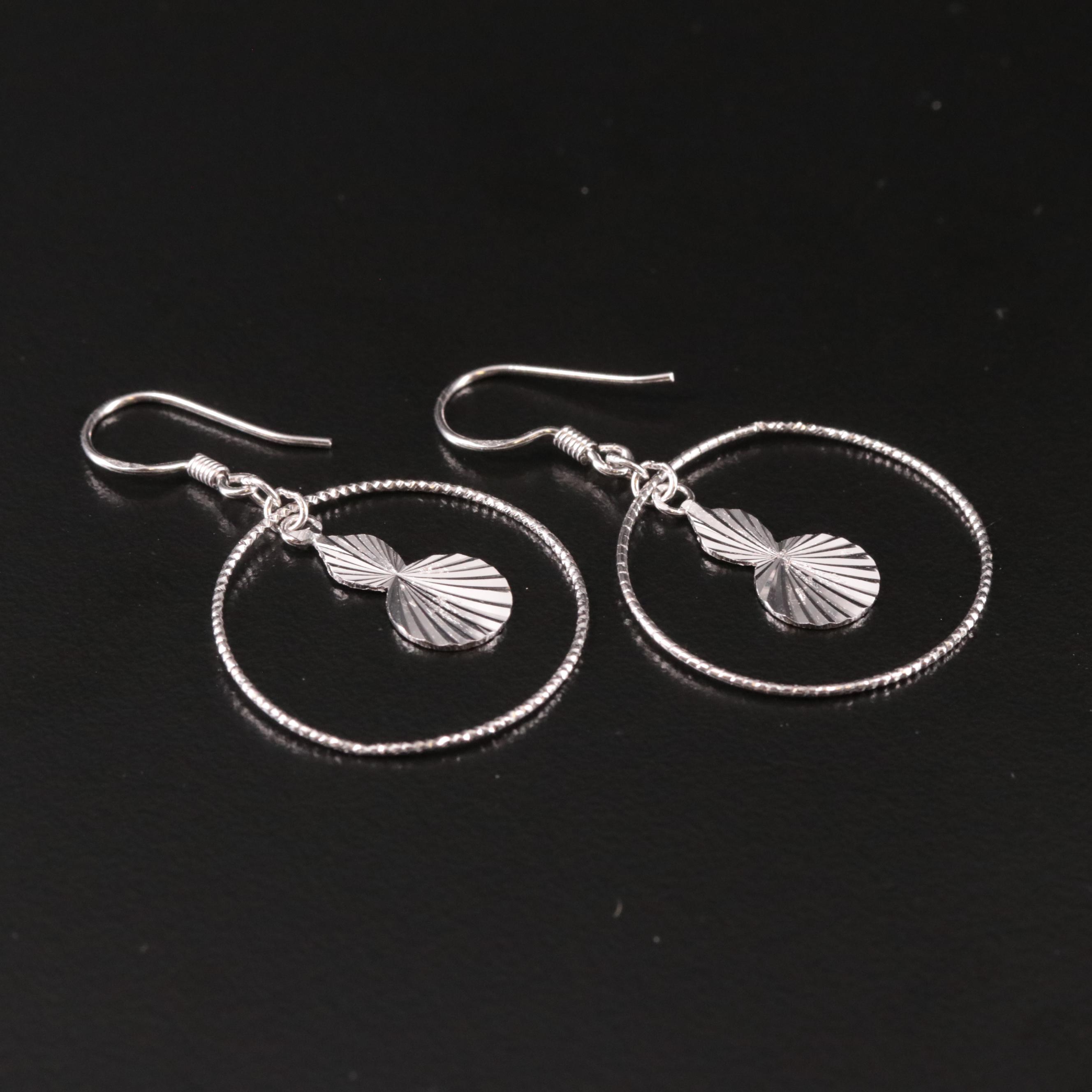 Sterling Drop Hoop Earrings