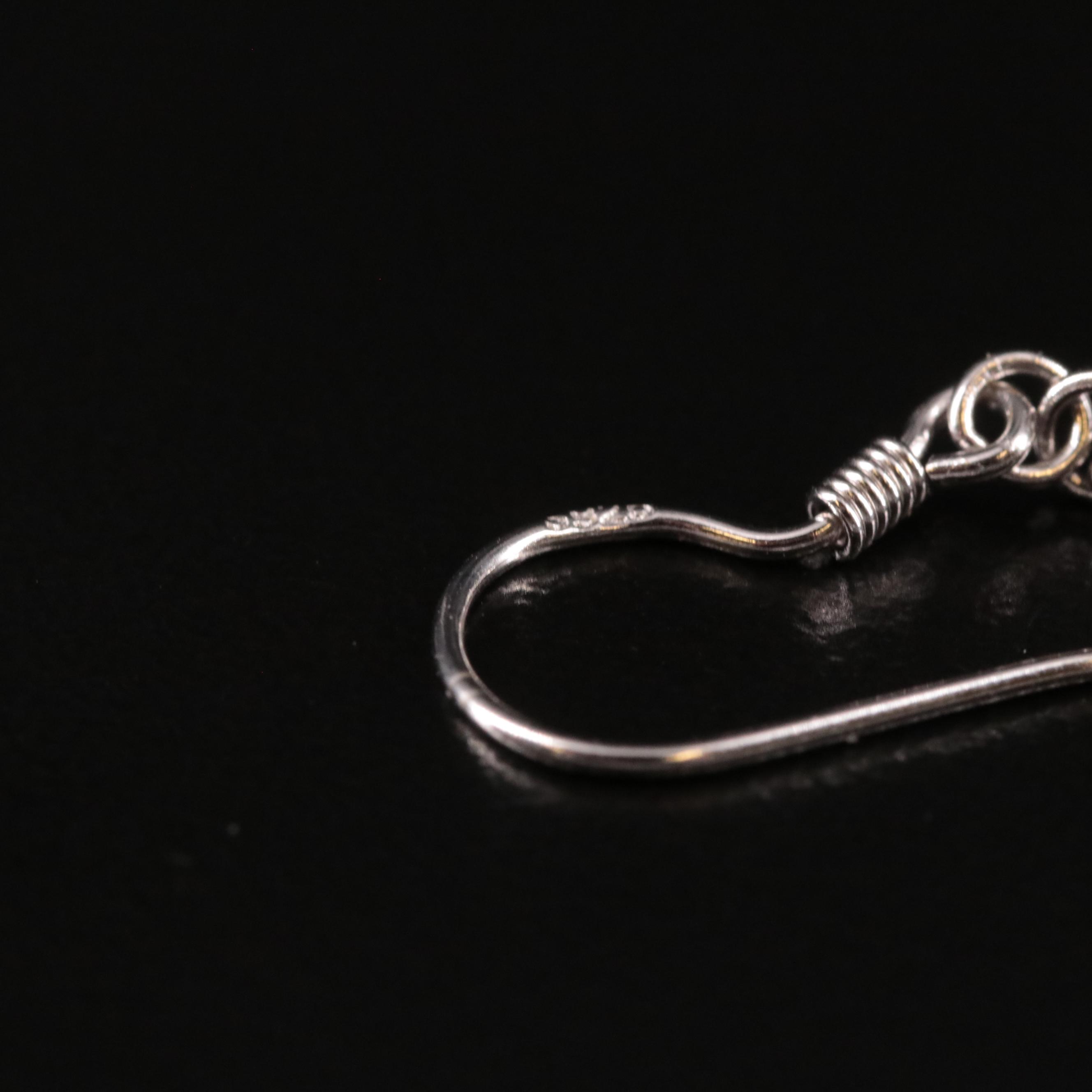 Sterling Drop Hoop Earrings