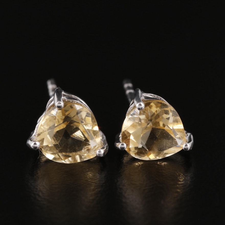 Sterling and Citrine Stud Earrings