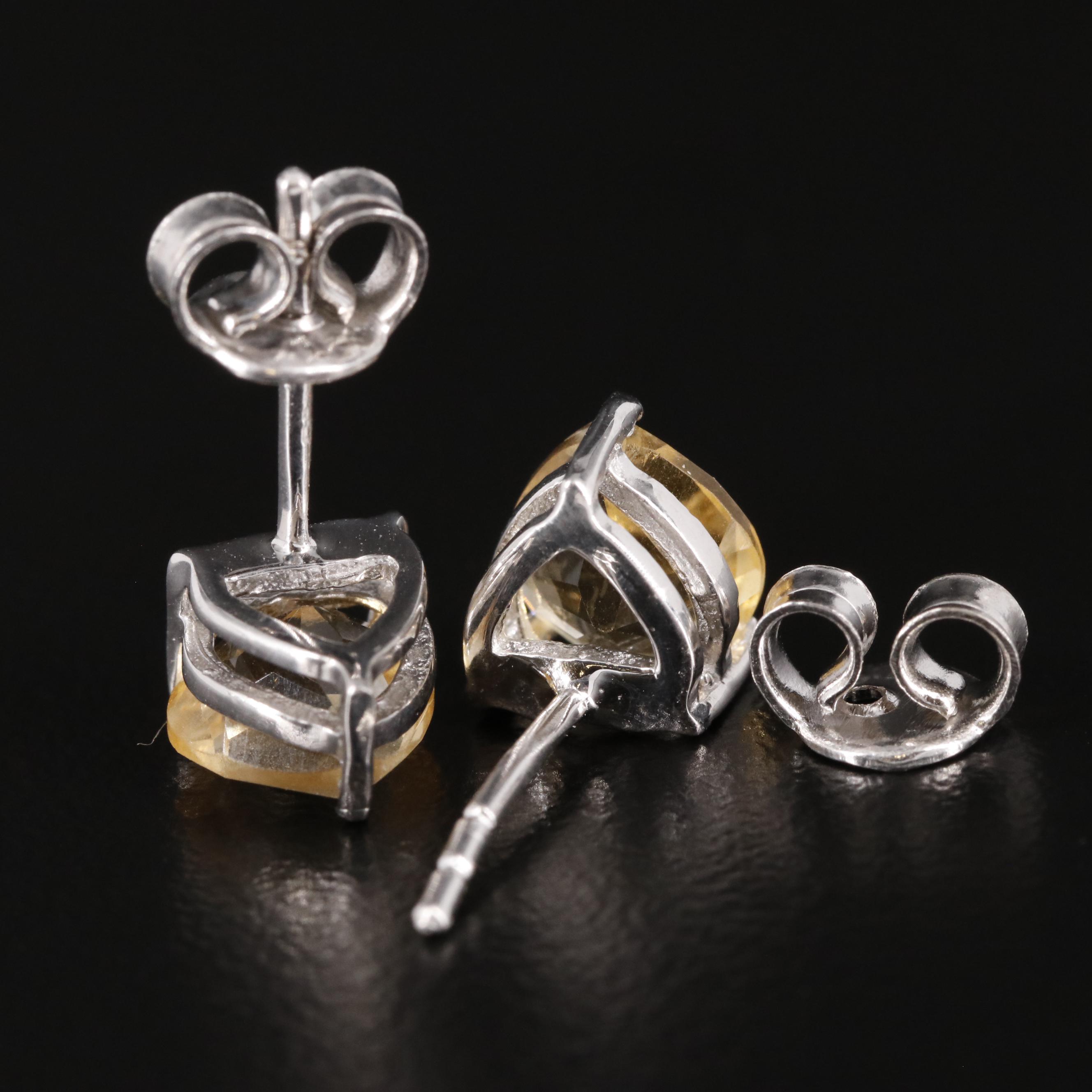 Sterling and Citrine Stud Earrings