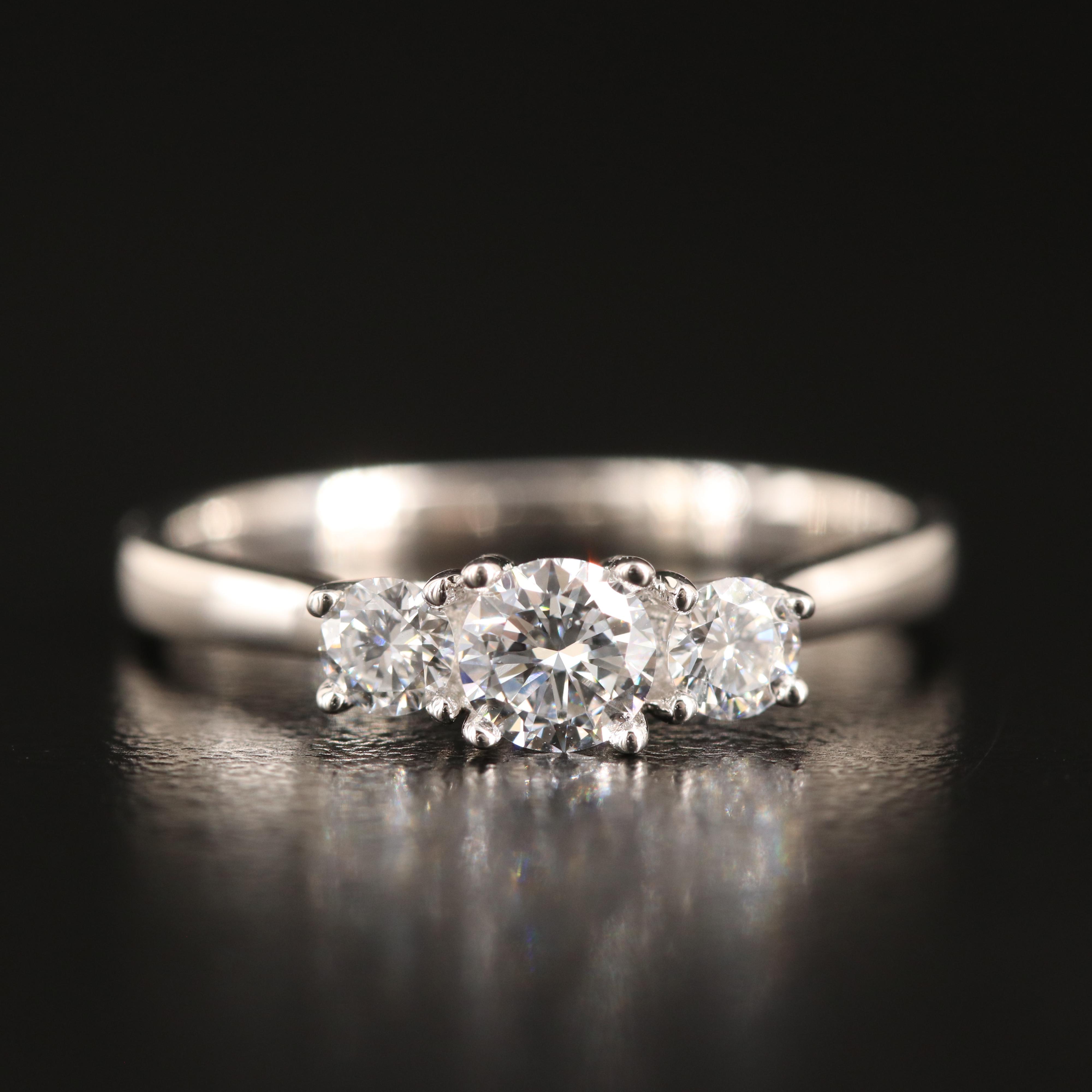 14K 0.53 CTW Lab Grown Diamond Three Stone Ring with IGI Report