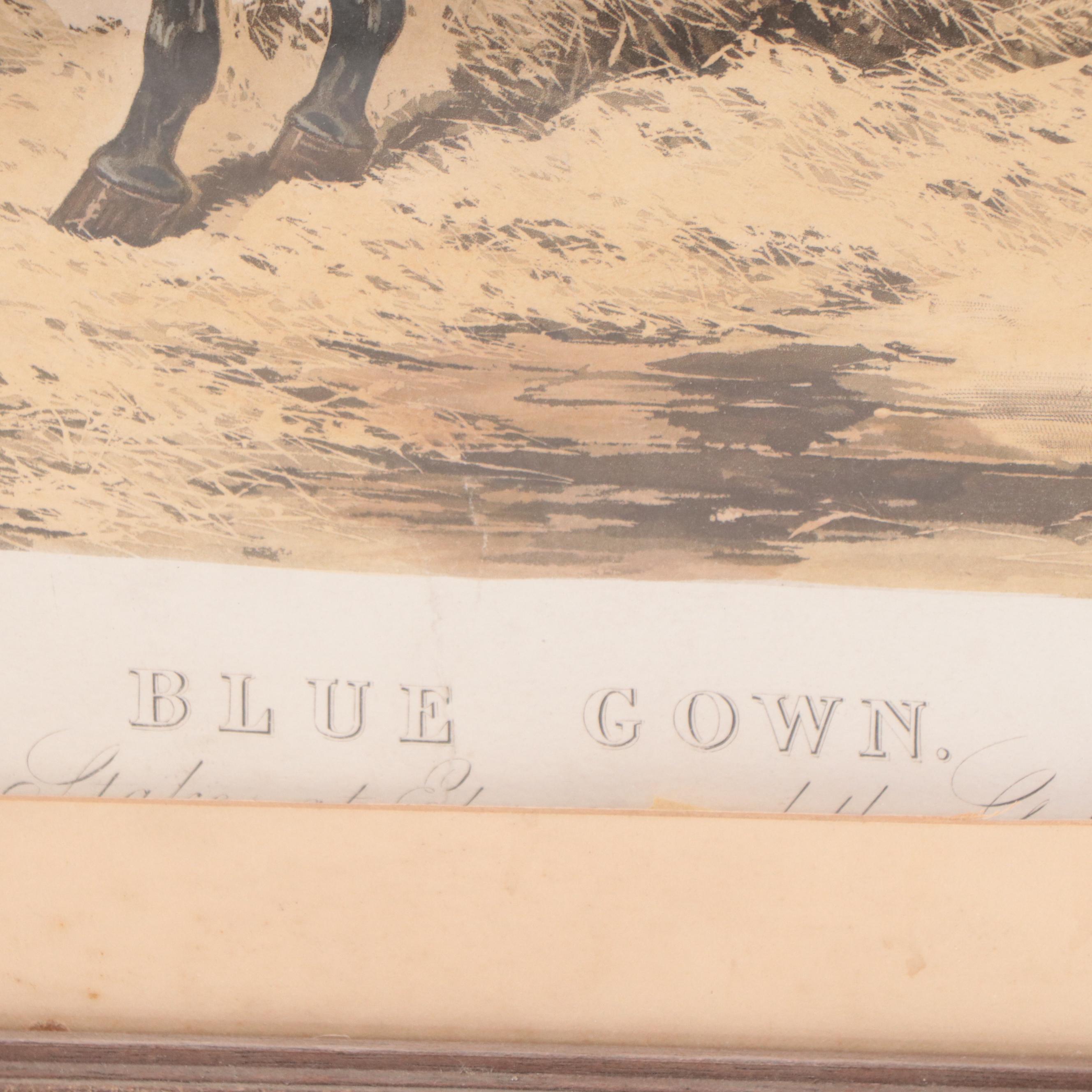 Mixed Media Etching After Harry Hall "Blue Gown"