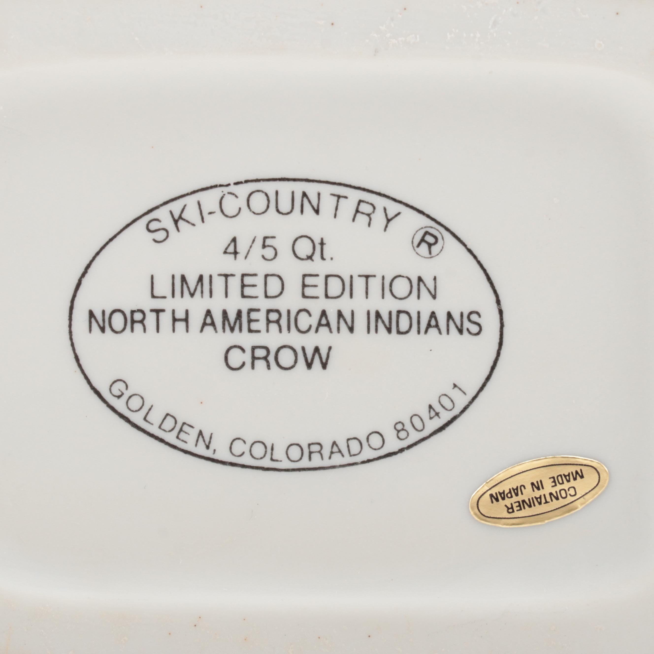 Ski Country Figural Porcelain Bisque Bourbon Decanters, Late 20th Century