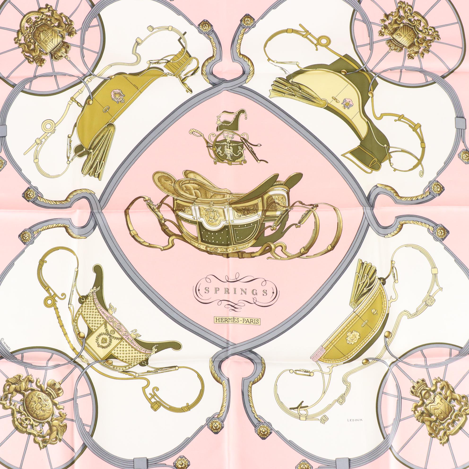 Hermès "Springs" Silk Twill Scarf 90