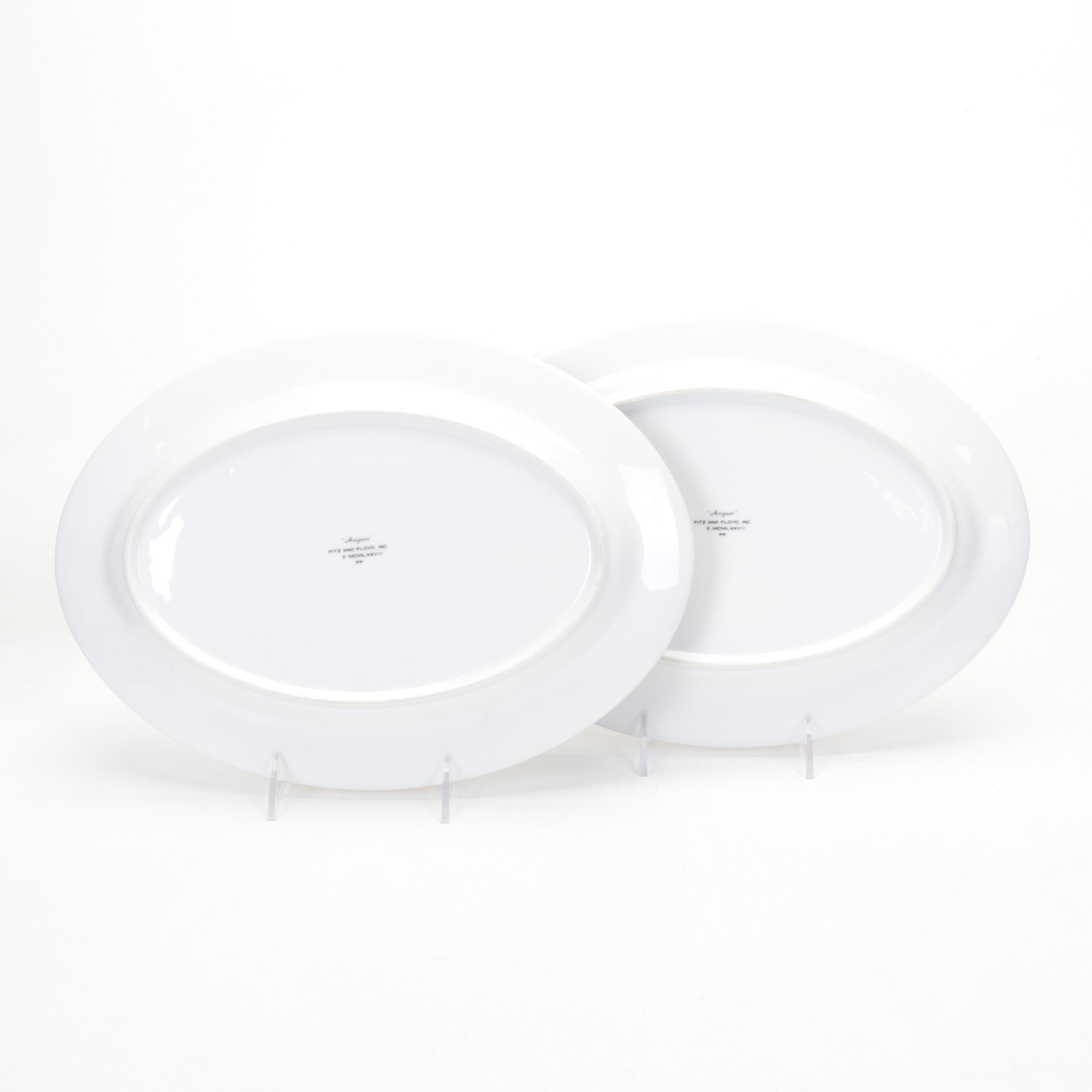 Fitz & Floyd "Avignon" Dinnerware with Metal & Glass Three-Tiered Tidbit Tray