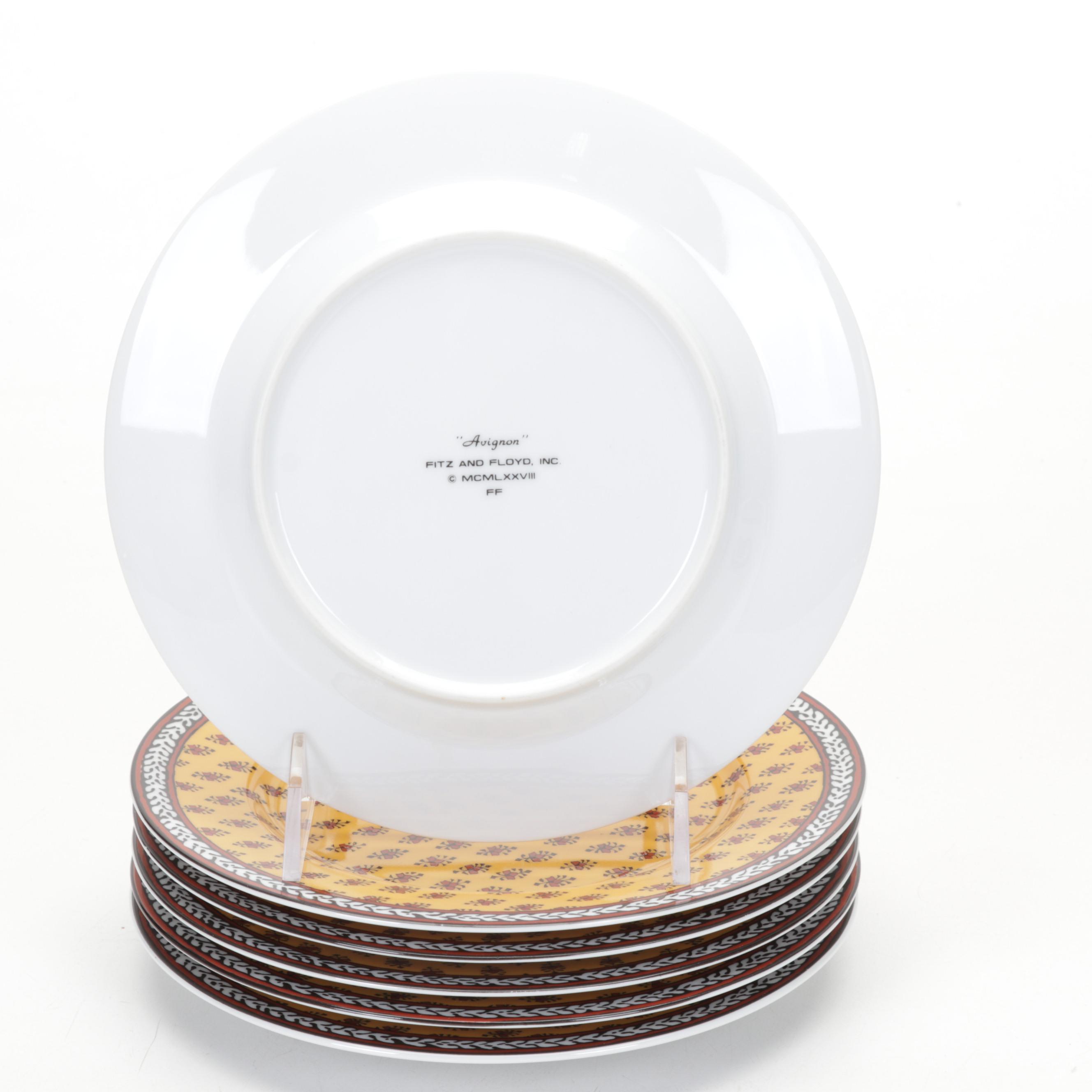 Fitz & Floyd "Avignon" Dinnerware with Metal & Glass Three-Tiered Tidbit Tray