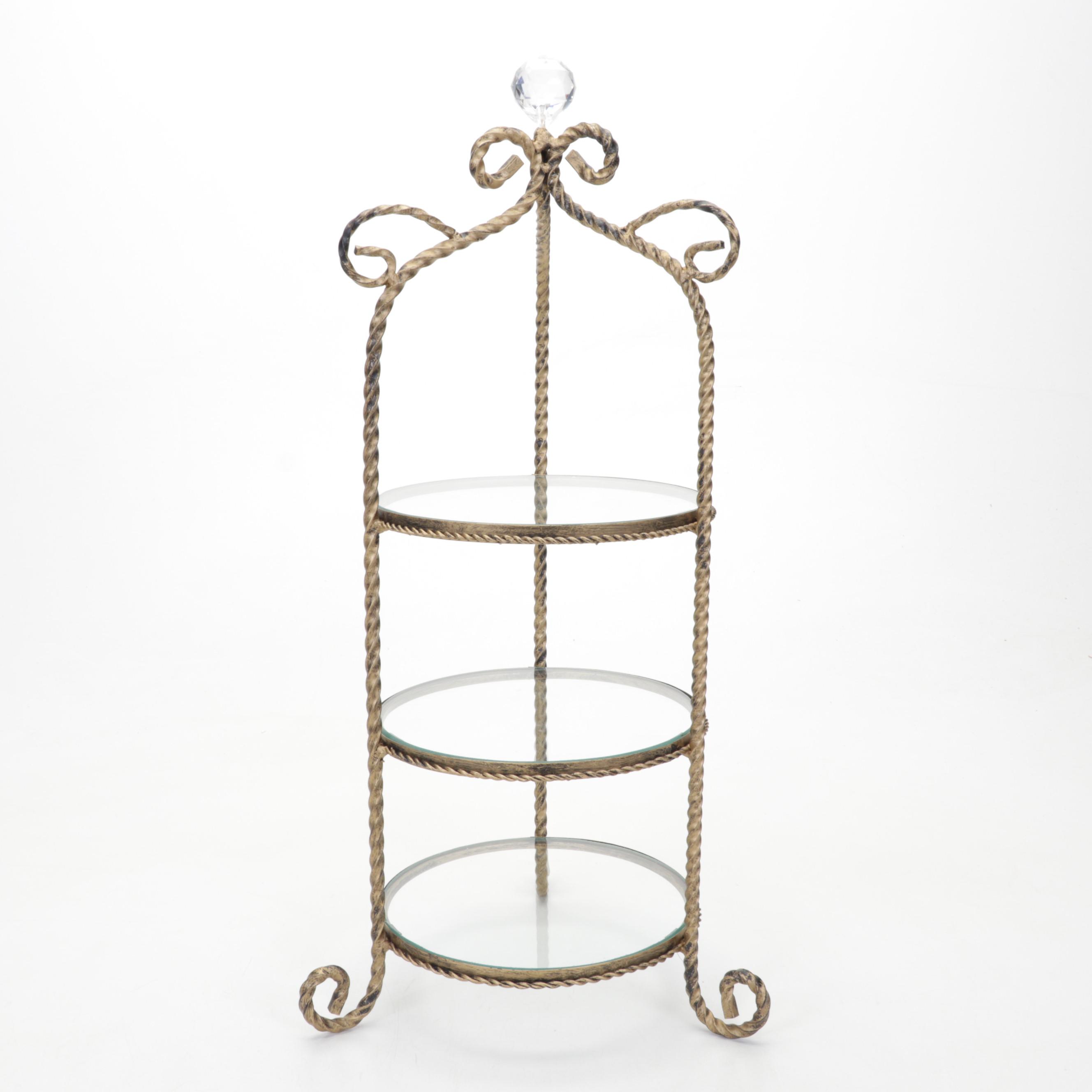 Fitz & Floyd "Avignon" Dinnerware with Metal & Glass Three-Tiered Tidbit Tray