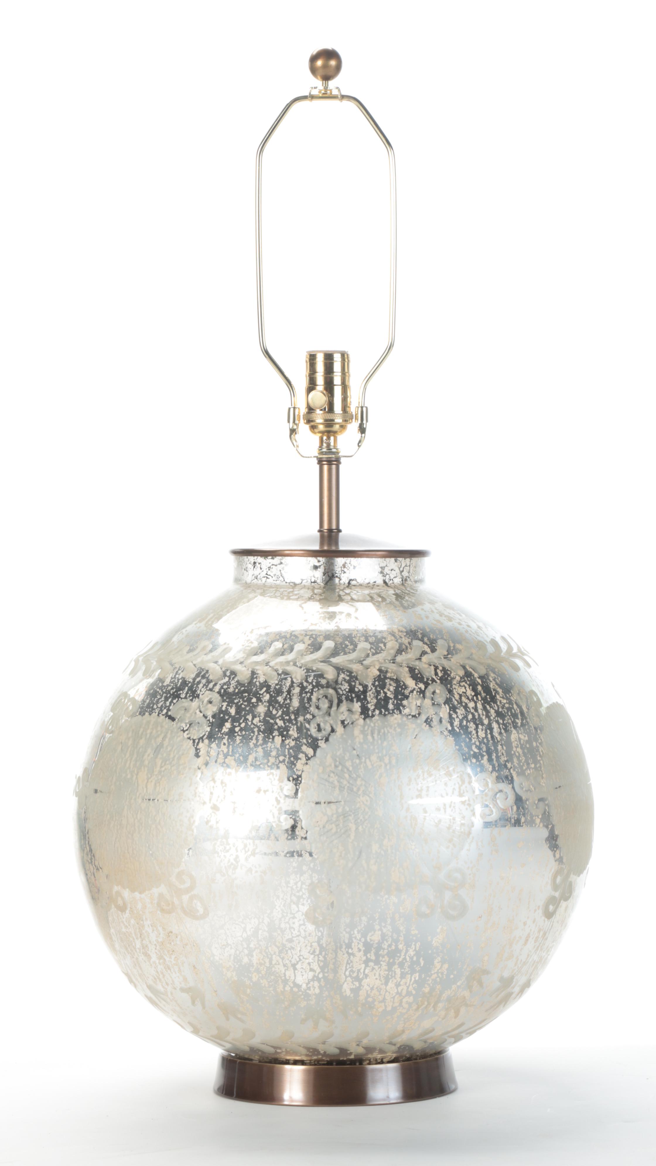 Etched Silver Mercury Glass Table Lamp by Ethan Allen