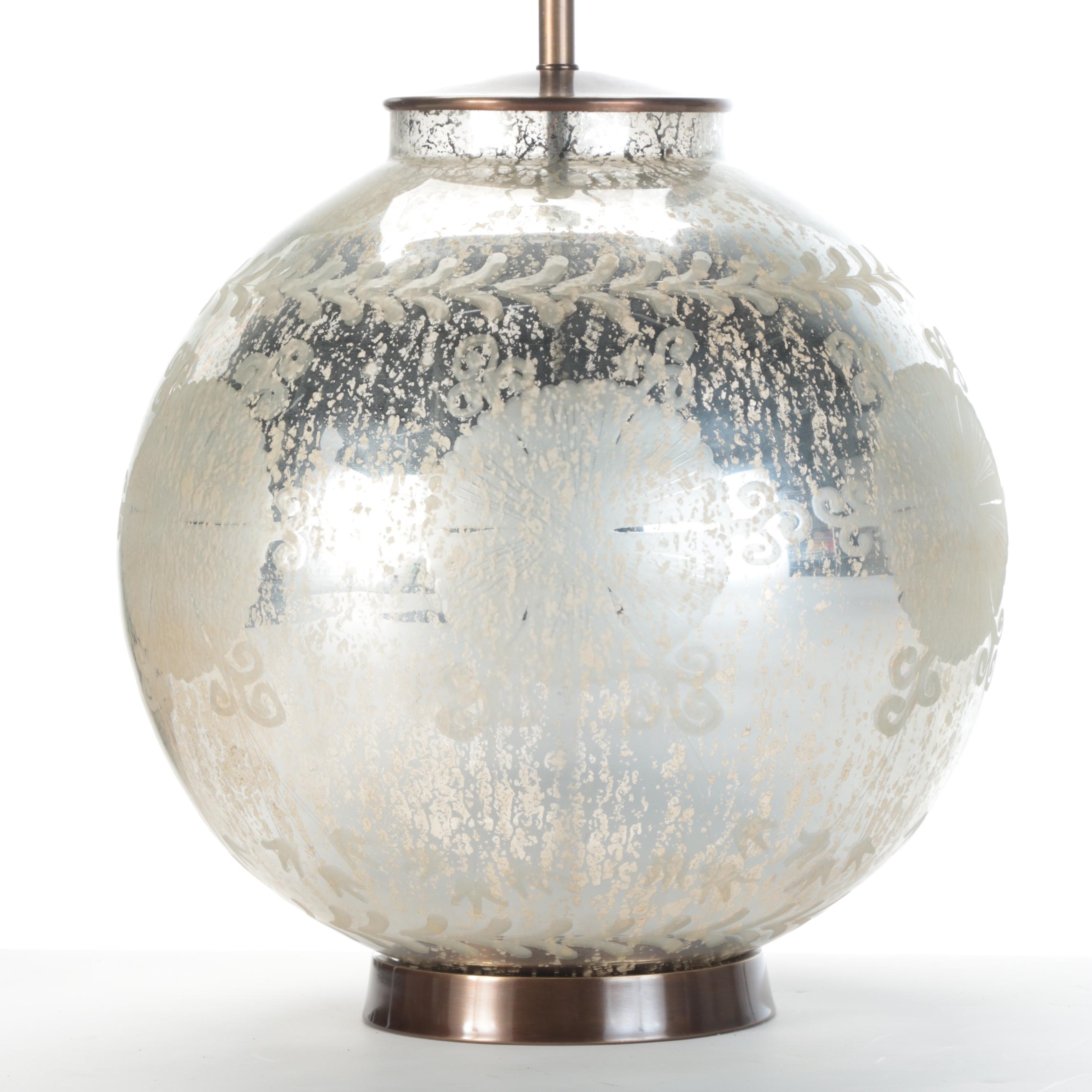 Etched Silver Mercury Glass Table Lamp by Ethan Allen