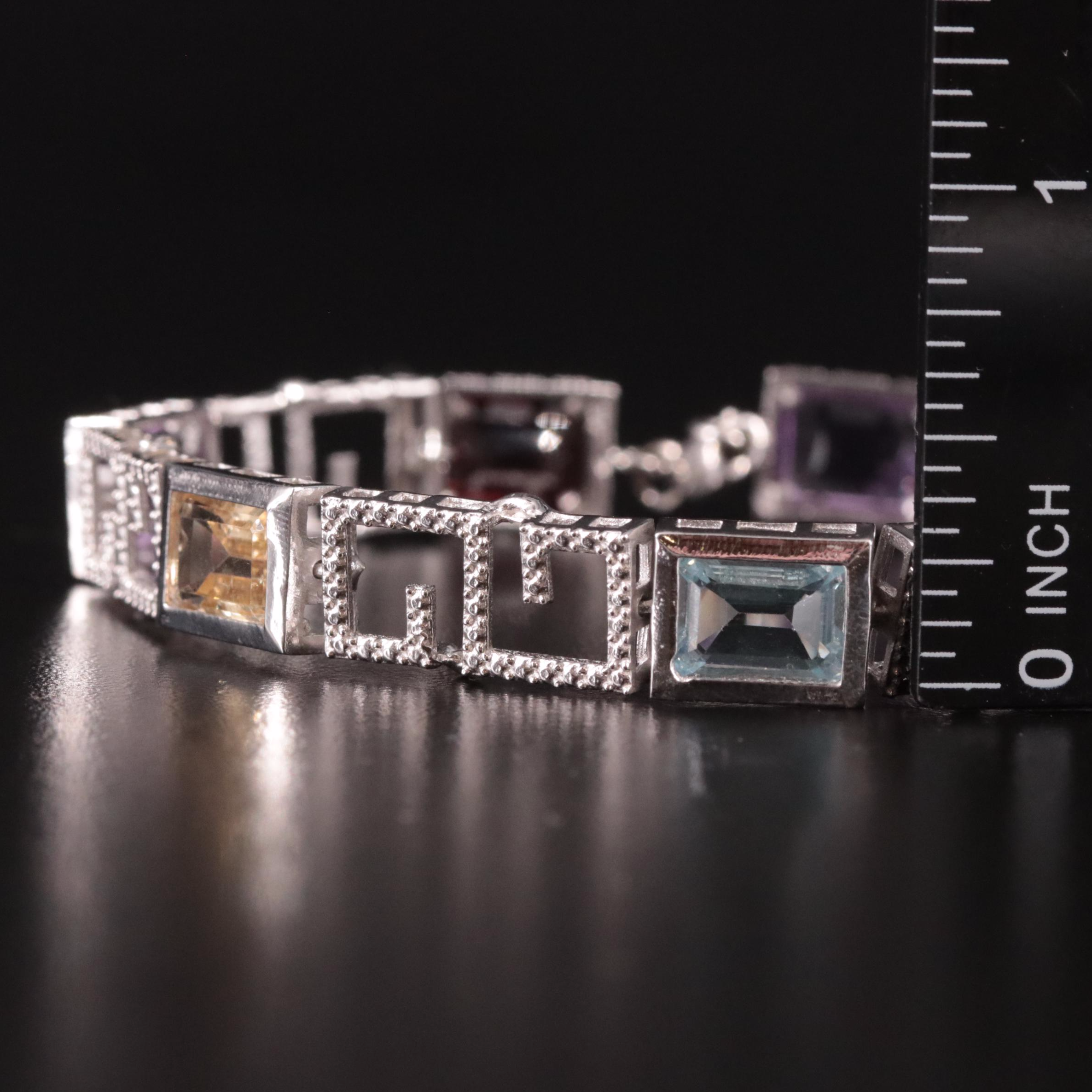 Sterling Amethyst, Garnet, and Citrine Bracelet