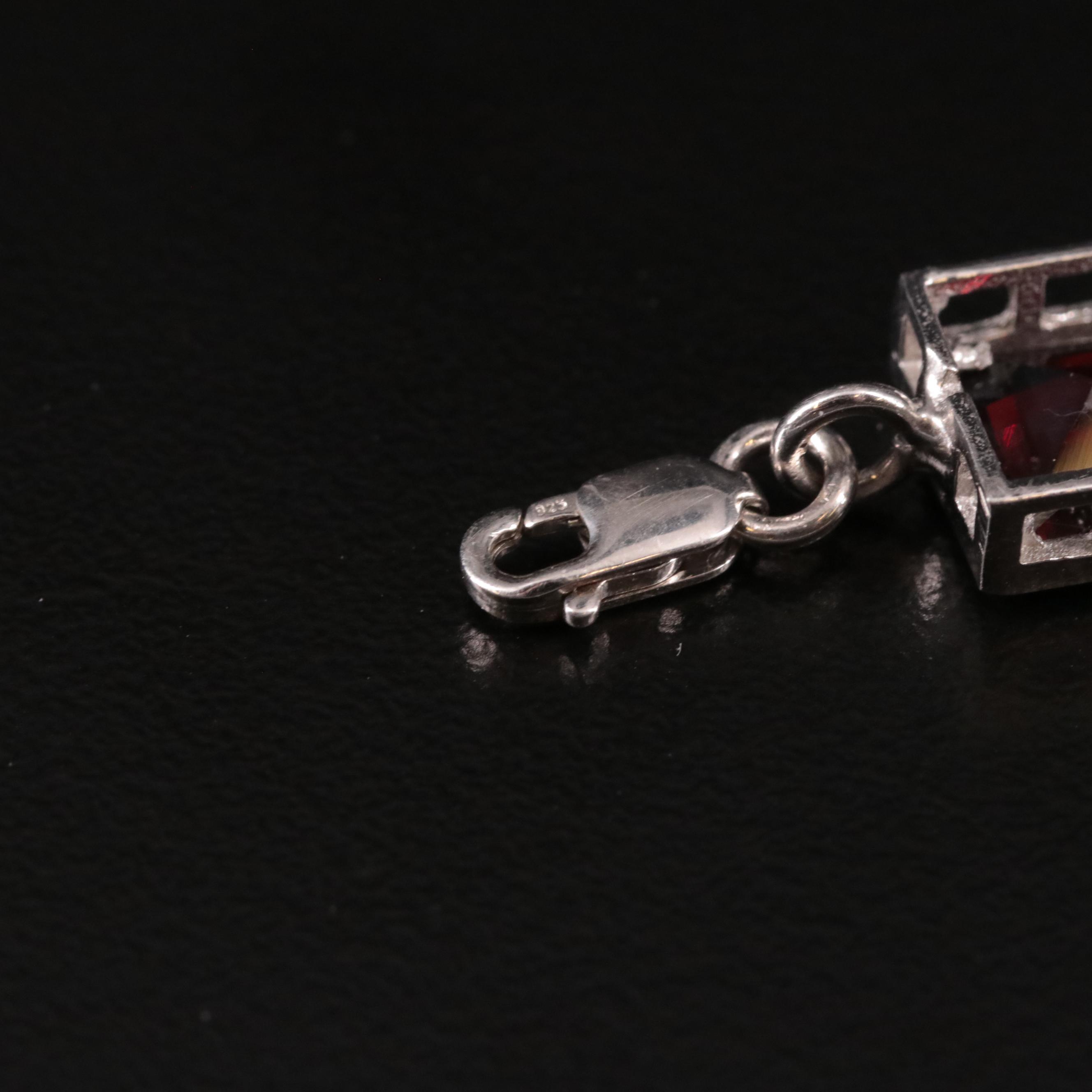 Sterling Amethyst, Garnet, and Citrine Bracelet