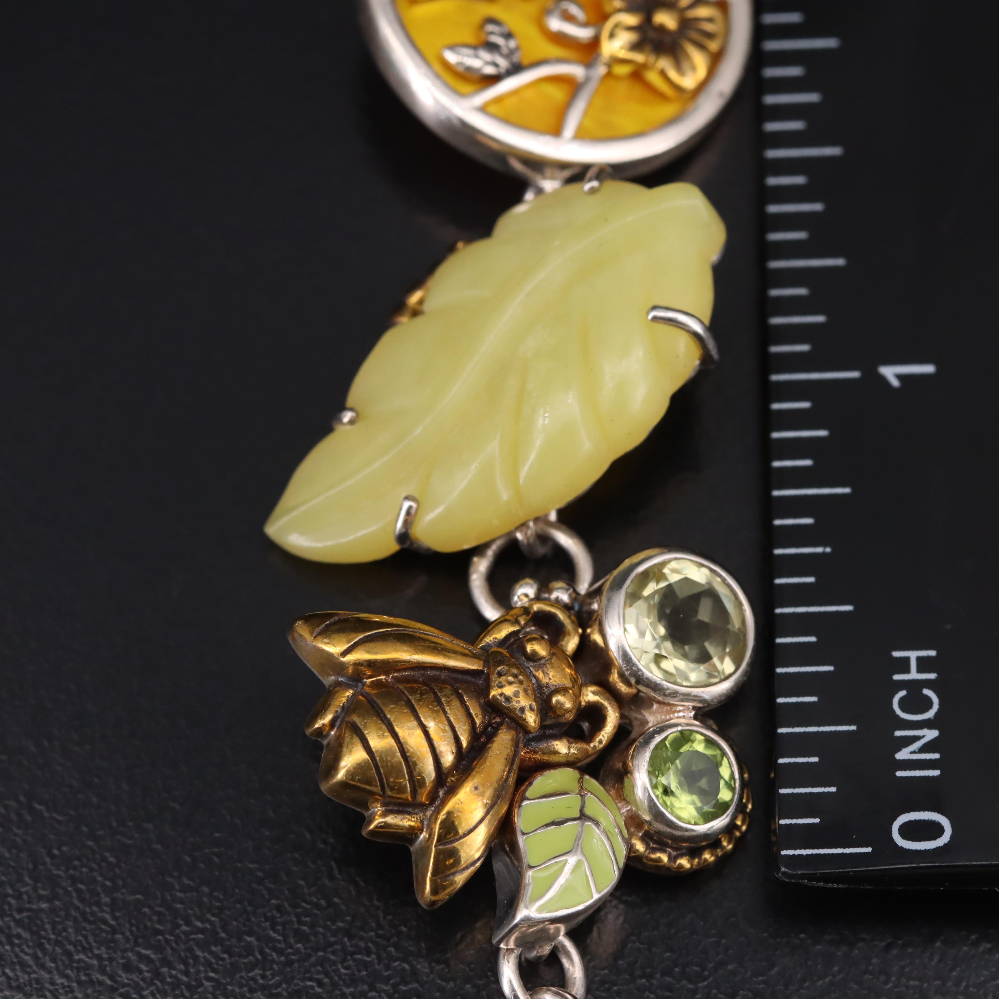 Echo of the Dreamer Sterling Bug Theme Bracelet with Bronze Accents