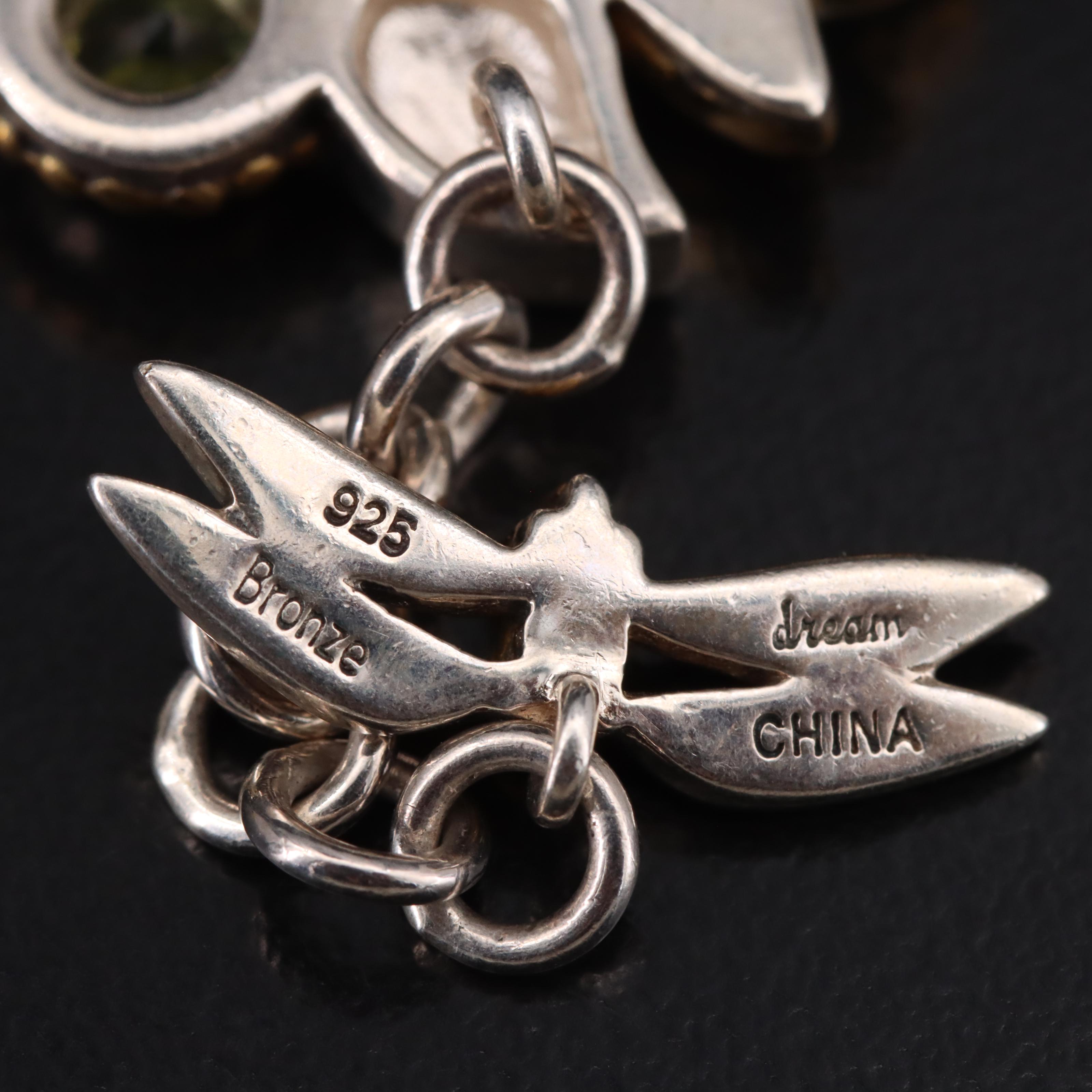 Echo of the Dreamer Sterling Bug Theme Bracelet with Bronze Accents