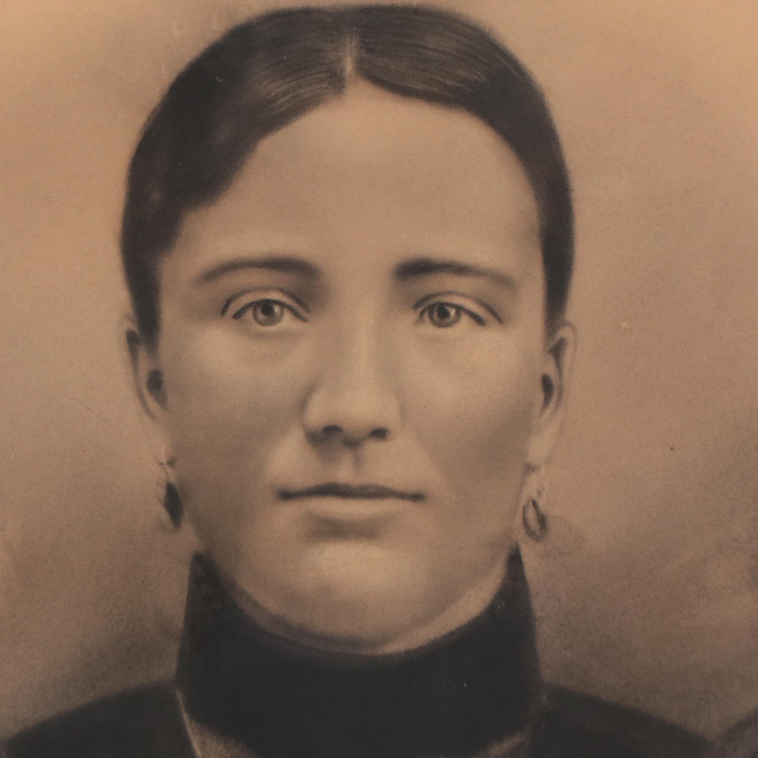 Crayon Portrait of Young Woman, 19th Century