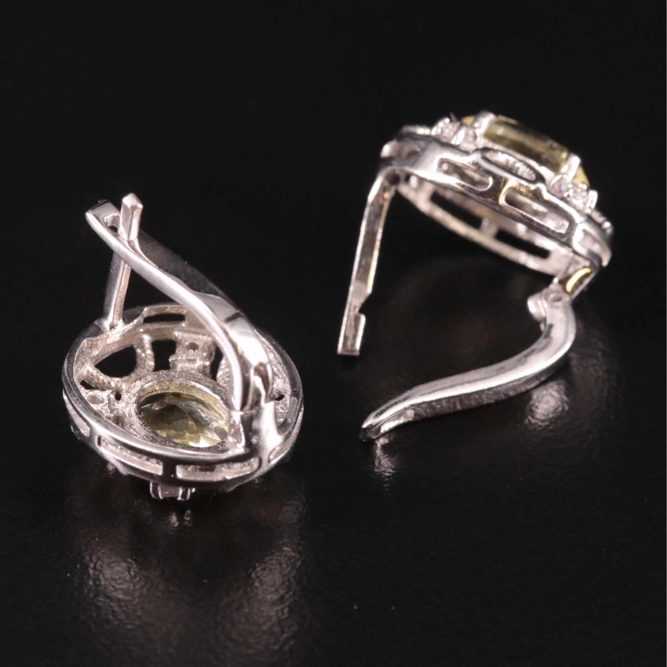 Sterling Citrine and Cubic Zirconia Stud Earrings