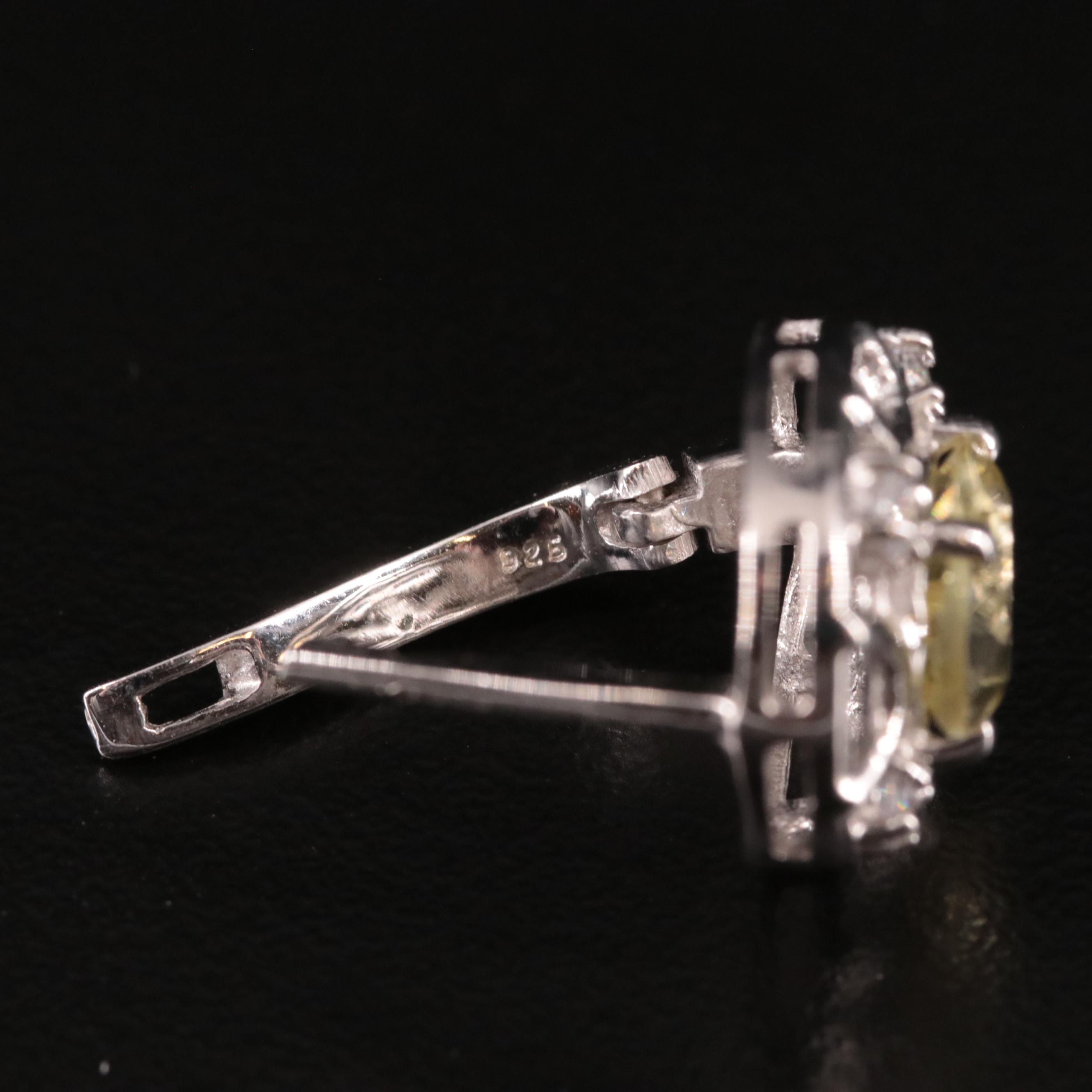 Sterling Citrine and Cubic Zirconia Stud Earrings